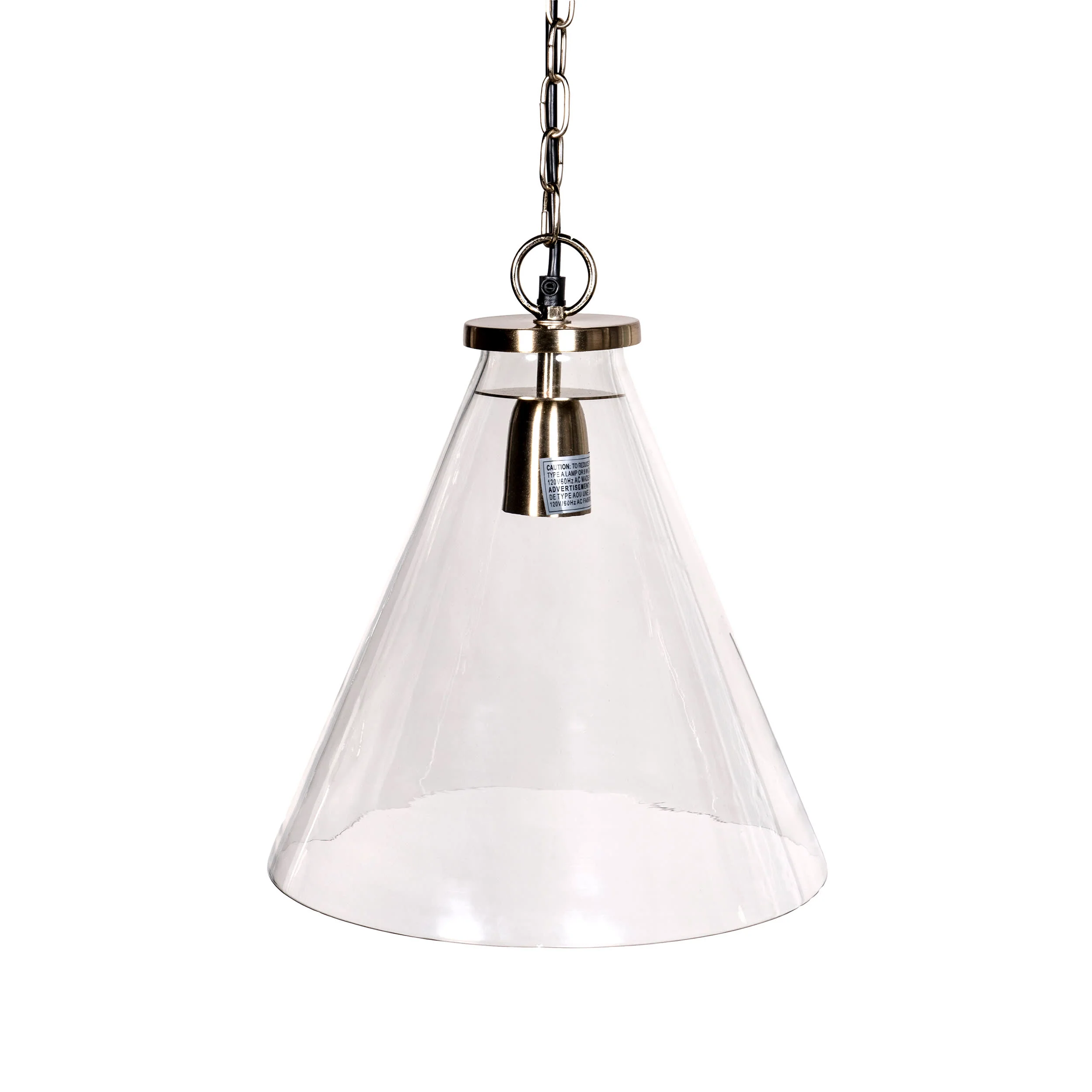 13-inch Sculptural Glass Chain Pendant | Brass