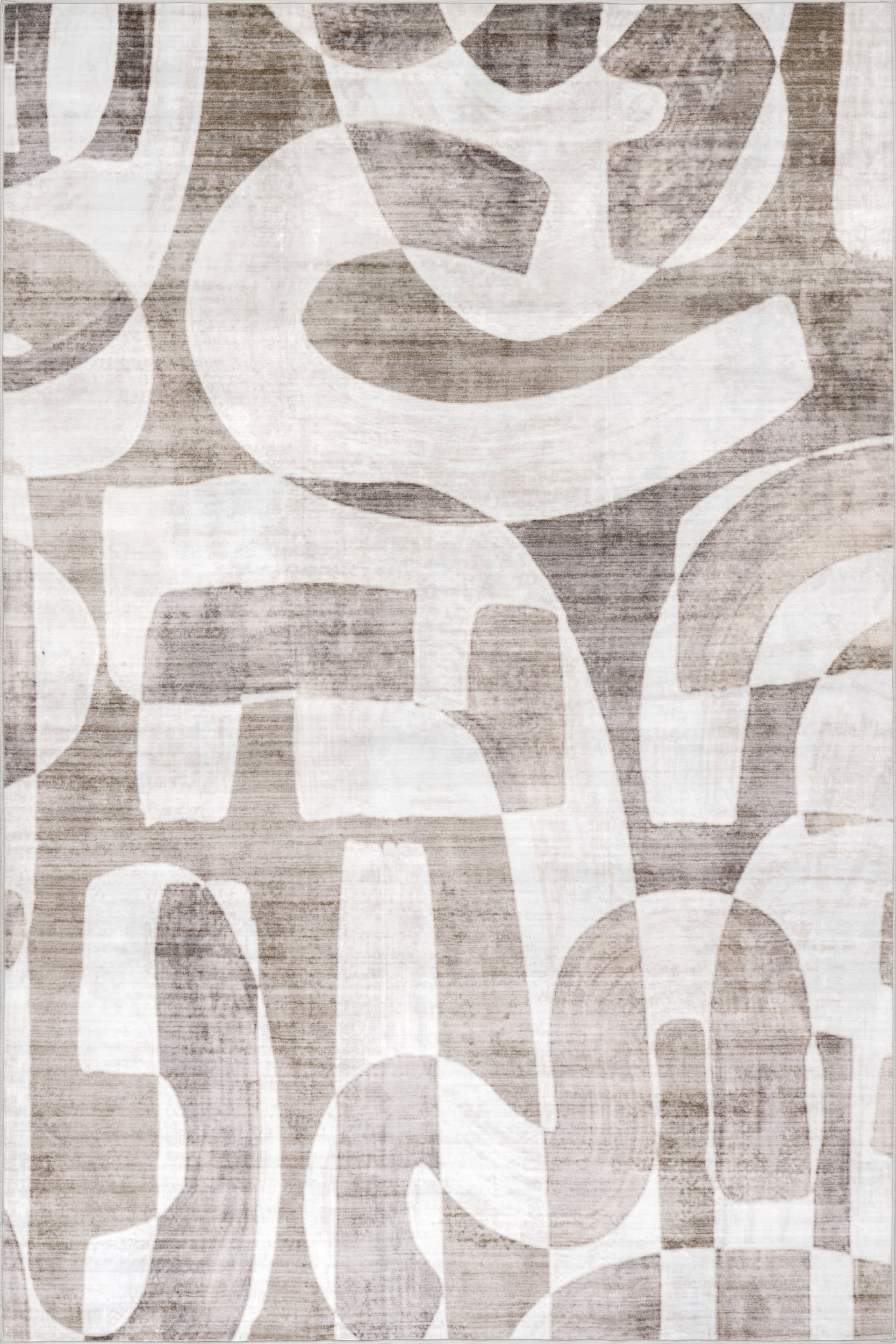 Lyra Abstract Washable Rug | Taupe
