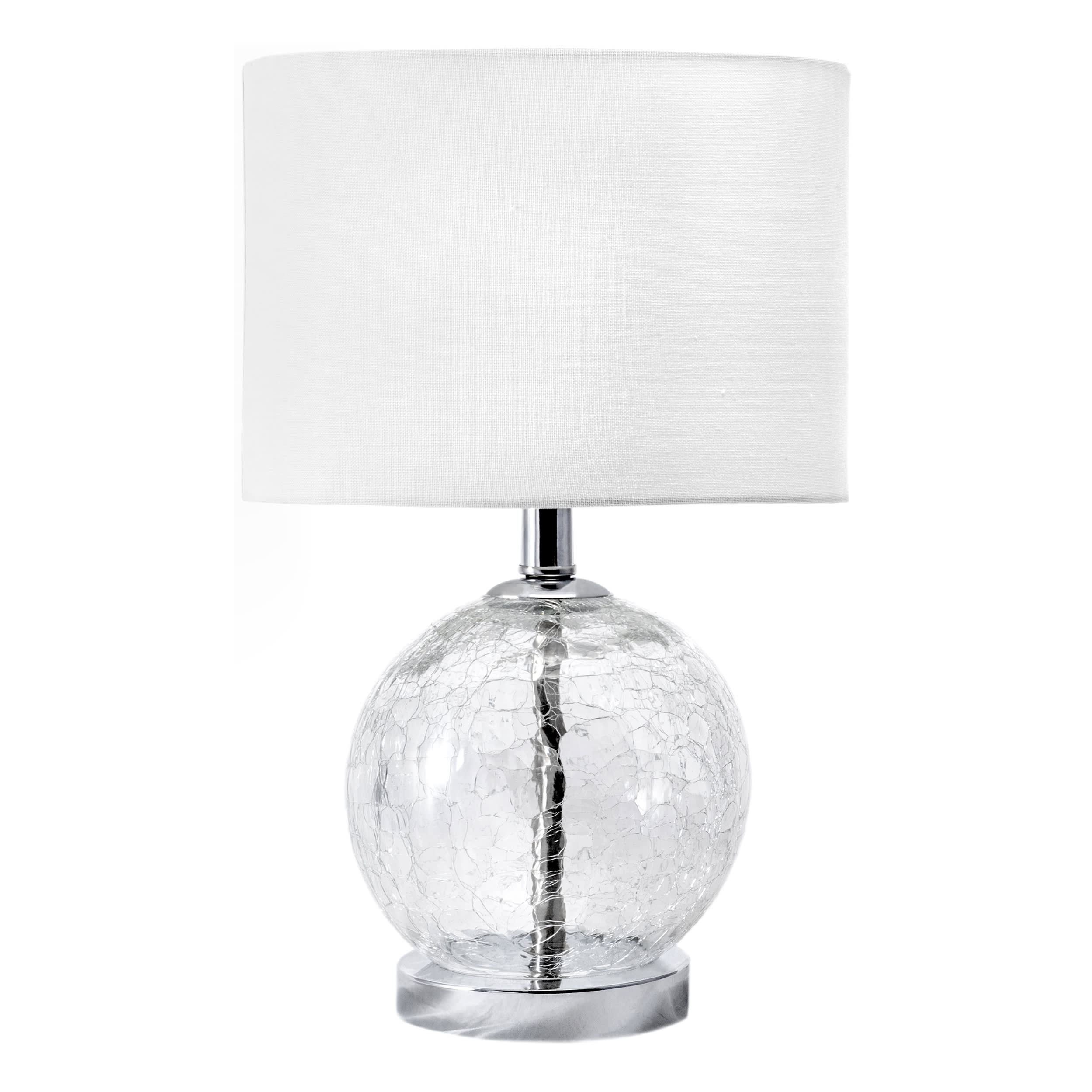 22-inch Crinkled Glass Sphere Table Lamp | Silver