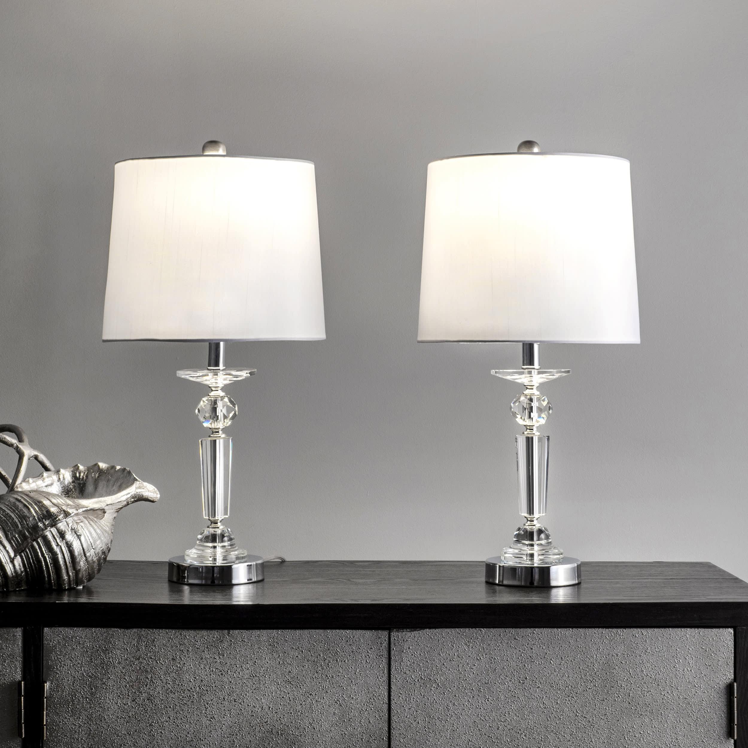 23-inch Crystal Crowned Column Table Lamp | Clear - Image 2