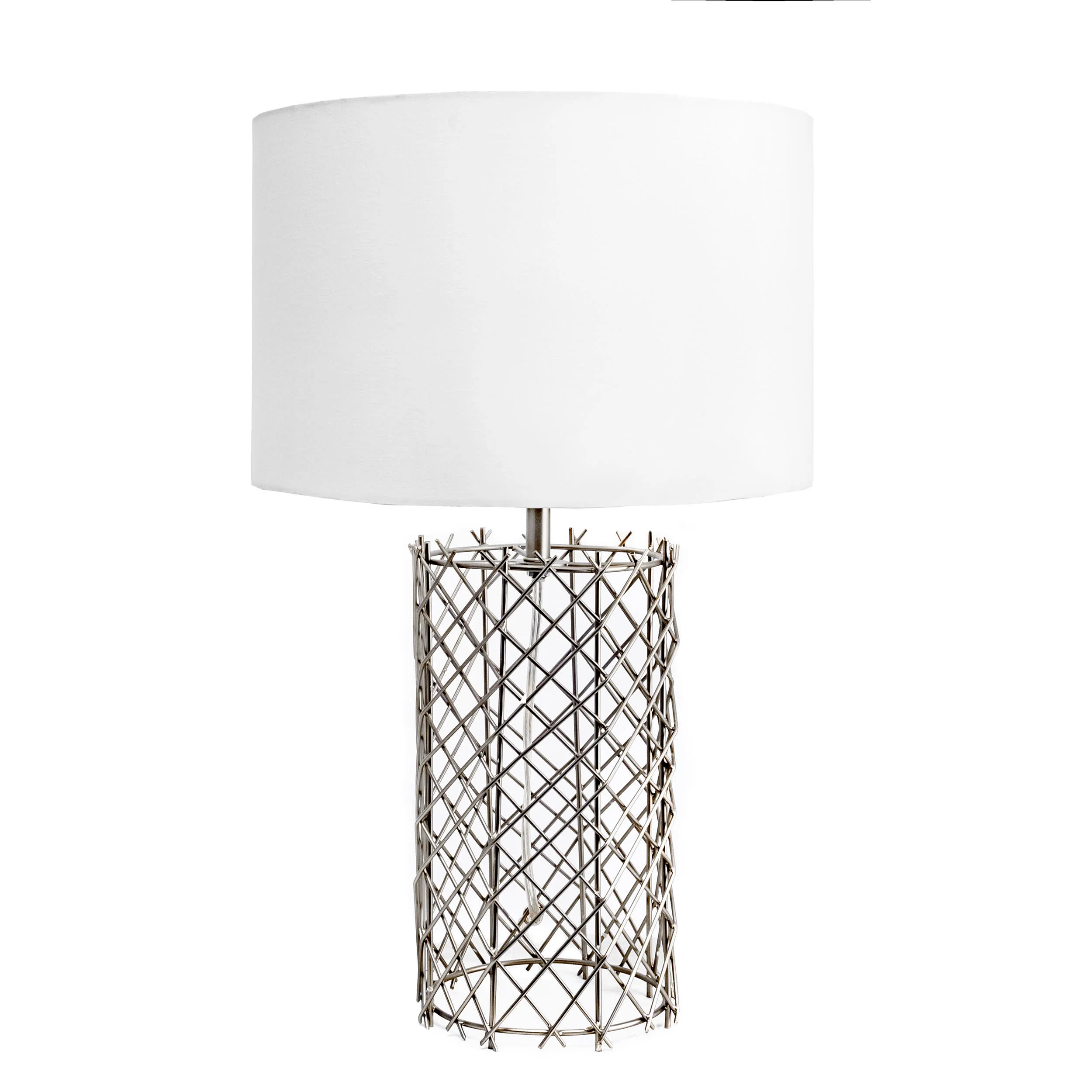 23-inch Metal Wire Mesh Basket Table Lamp | Silver