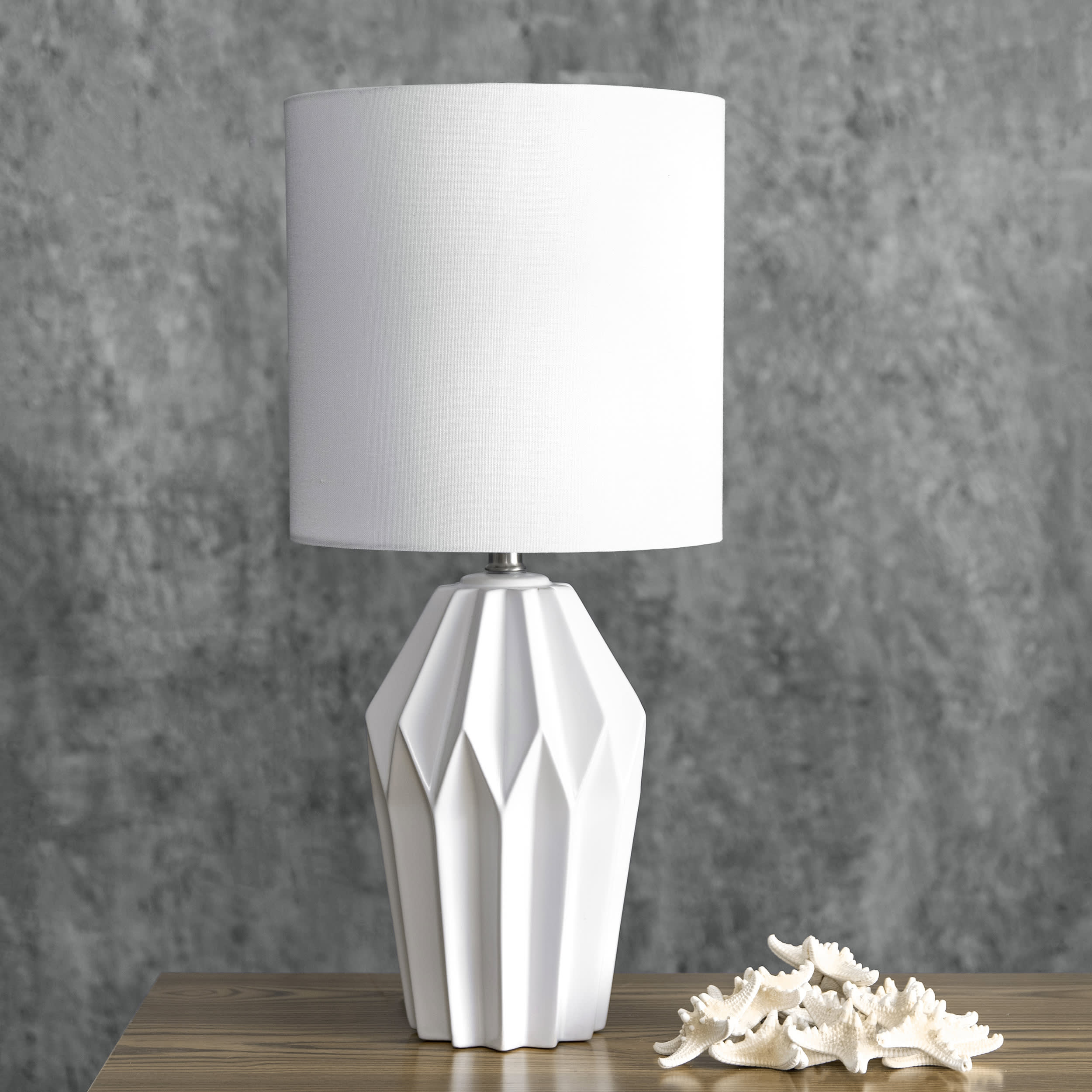 24-inch Cressida Ribbed Ceramic Table Lamp | White - Image 3