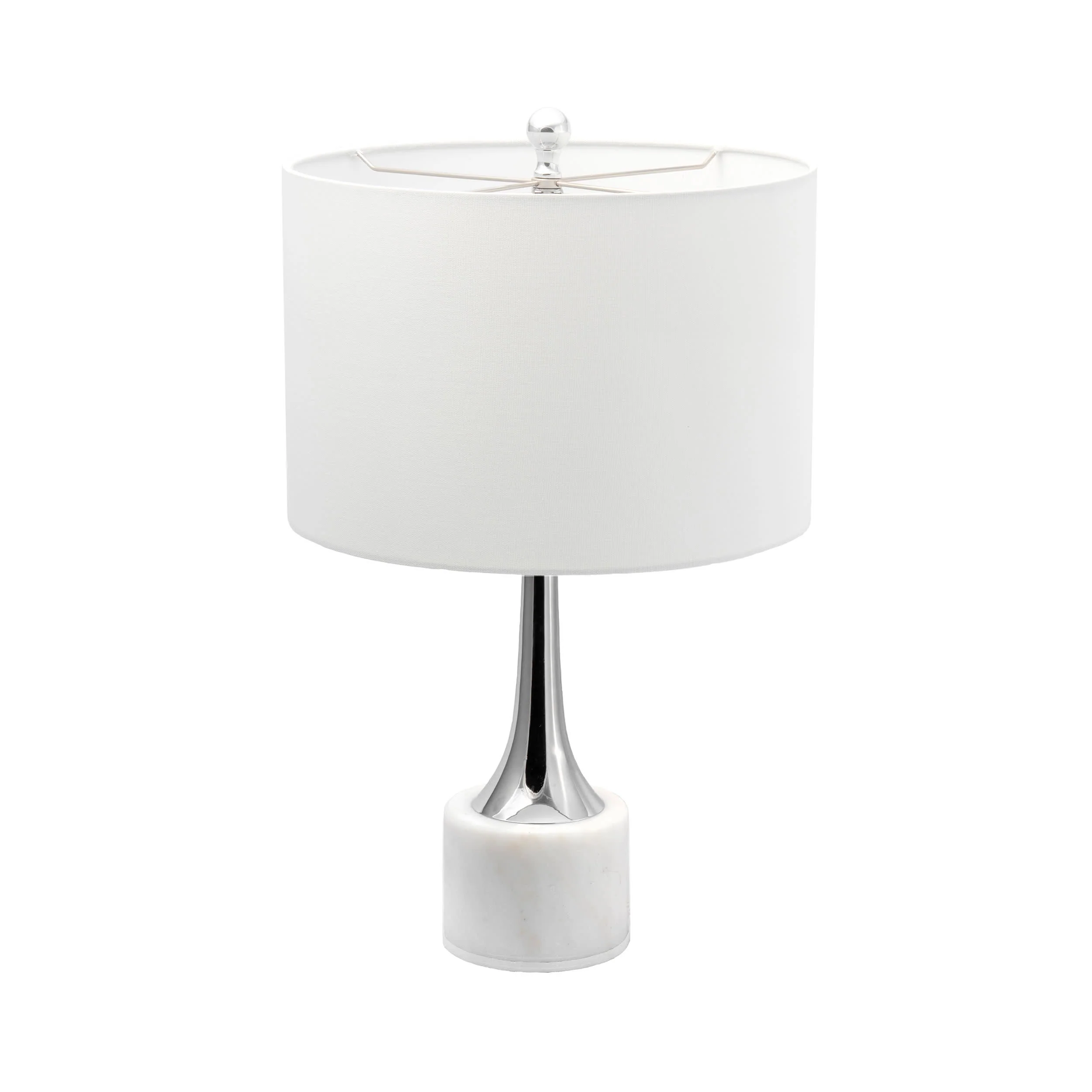 24-inch Polished Metal Spire Table Lamp | White