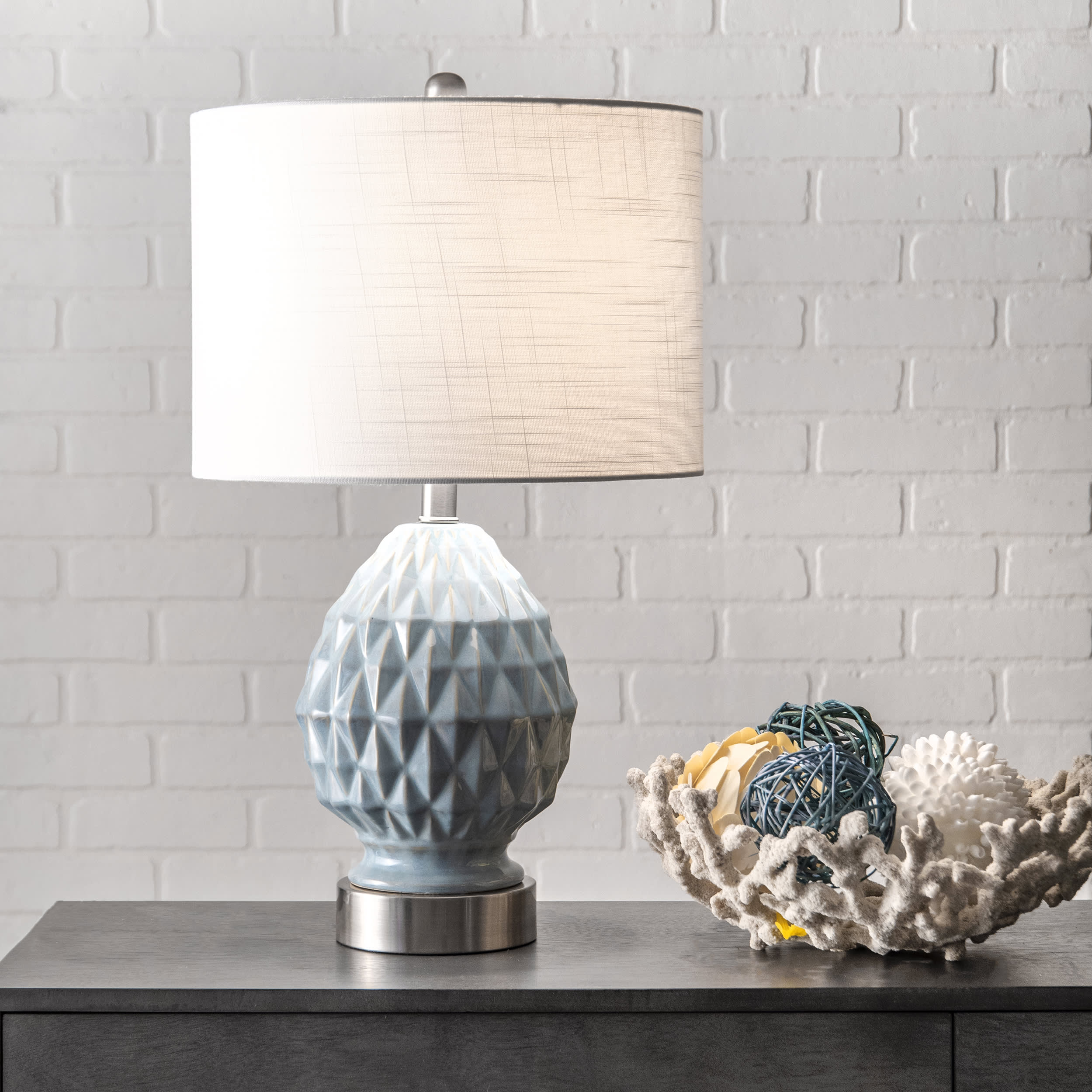 24-inch Textured Ceramic Egg Table Lamp | Light Blue - Image 2