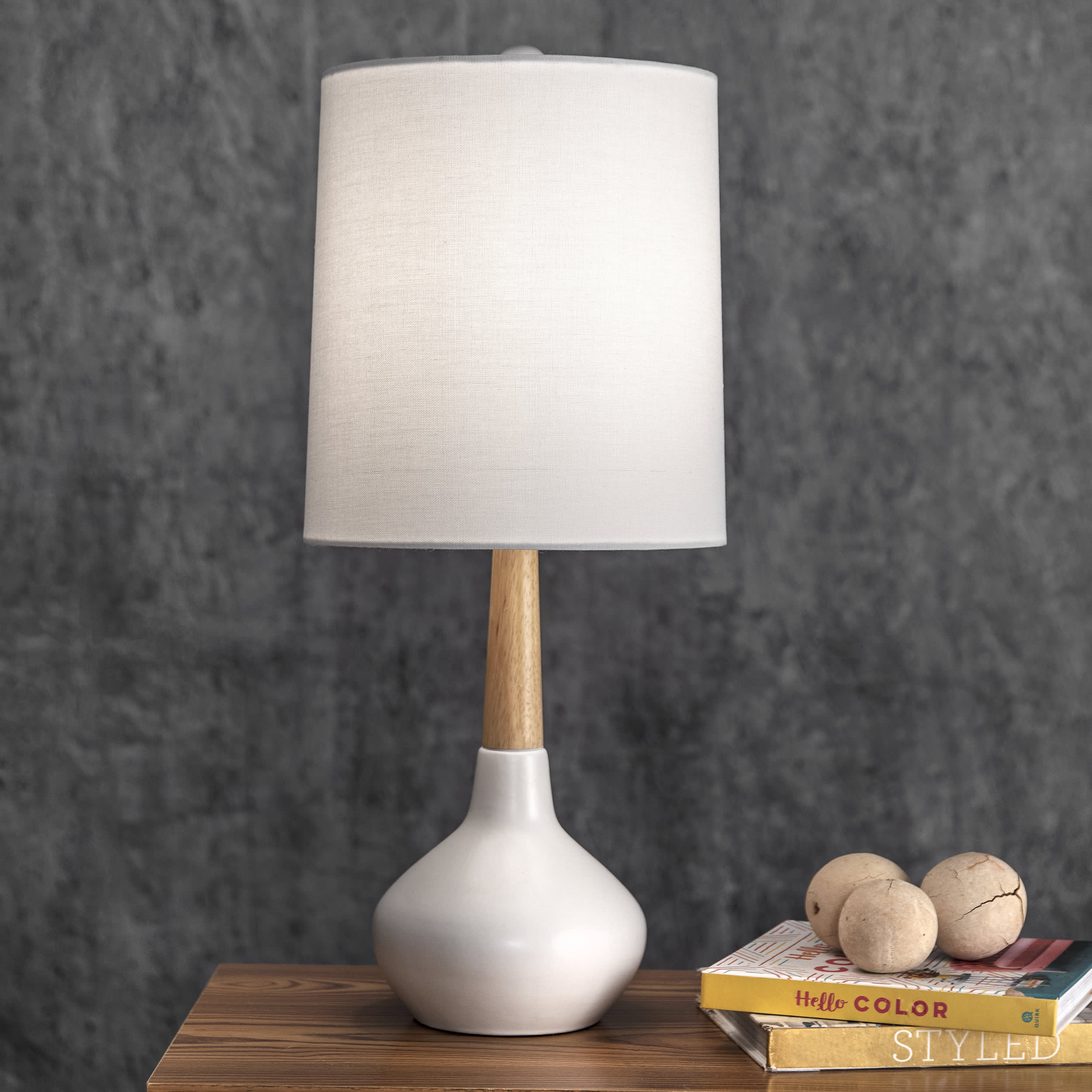 25-inch Kayla Ogee Ceramic Vase Table Lamp | White - Image 2