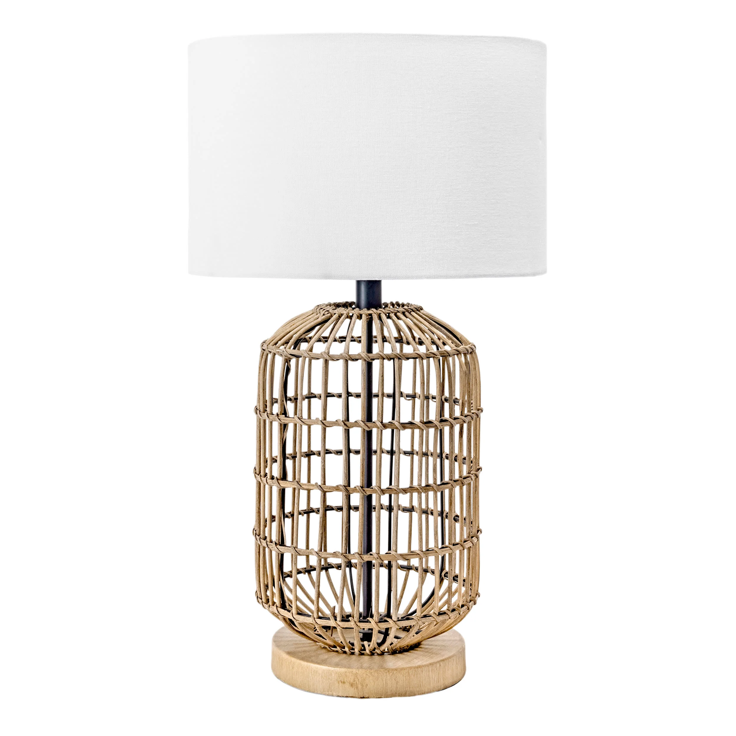 25-inch Rattan Bird Cage Table Lamp | Brass