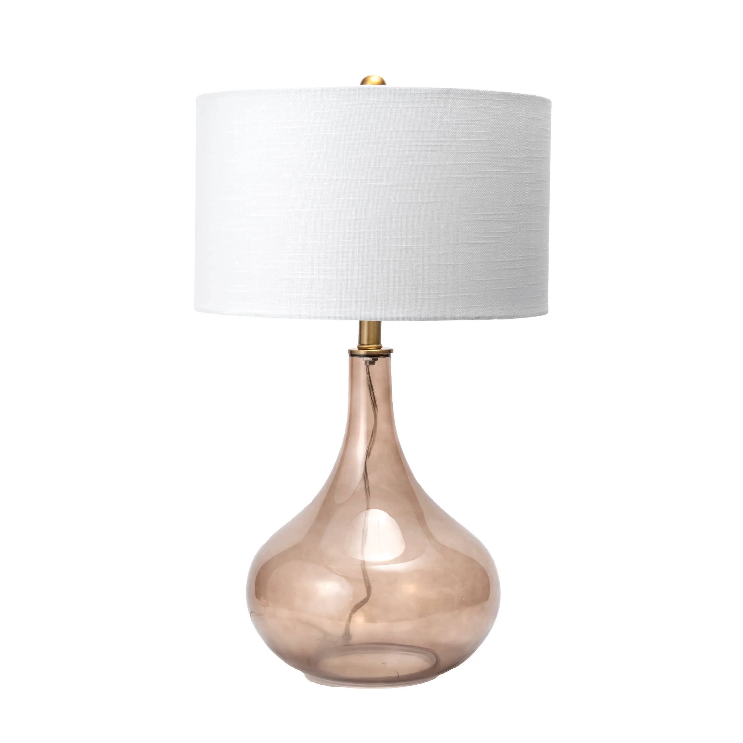 26-inch Glazed Glass Gourd Table Lamp | Amber