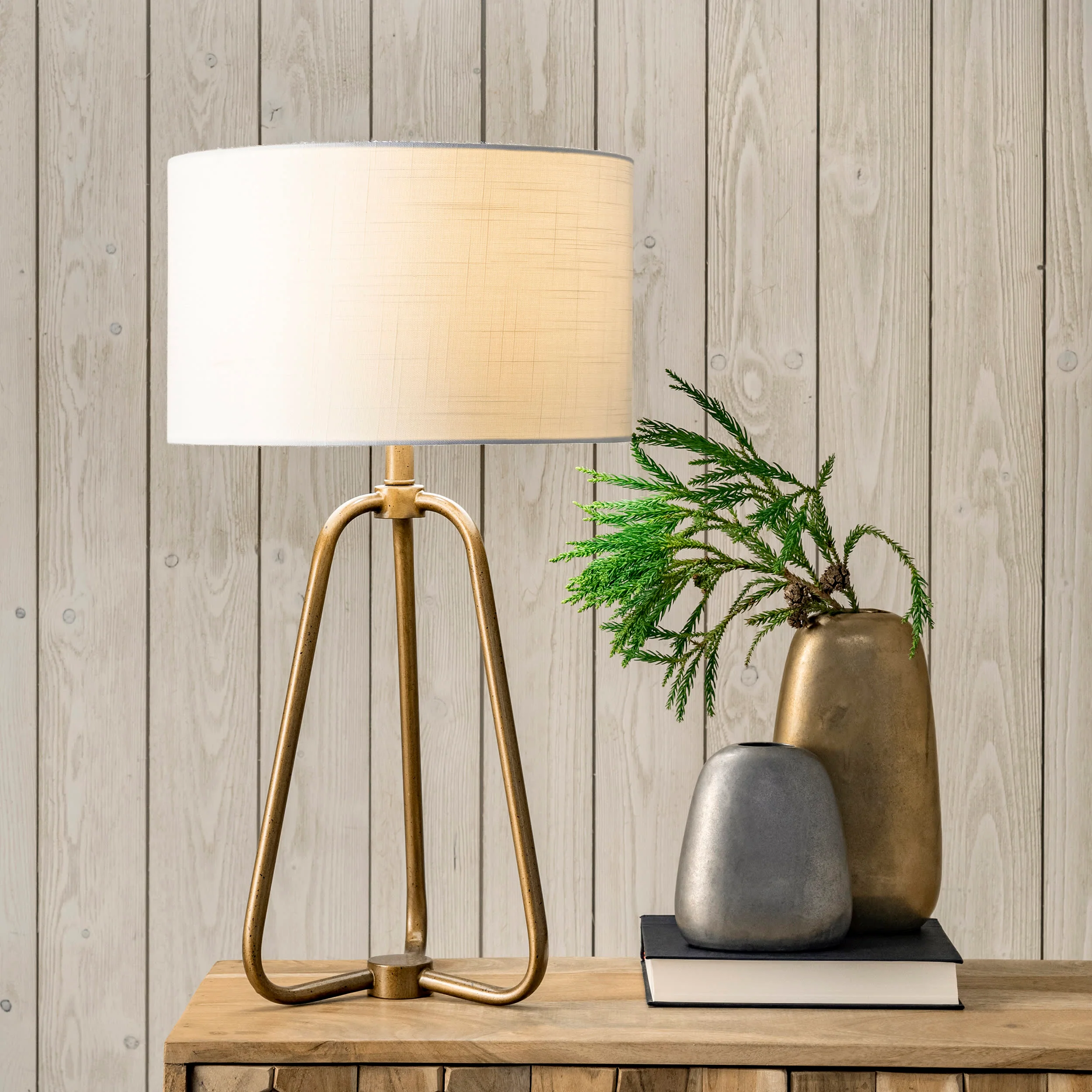 26-inch Metal Industrial Tripod Table Lamp | Brass - Image 2