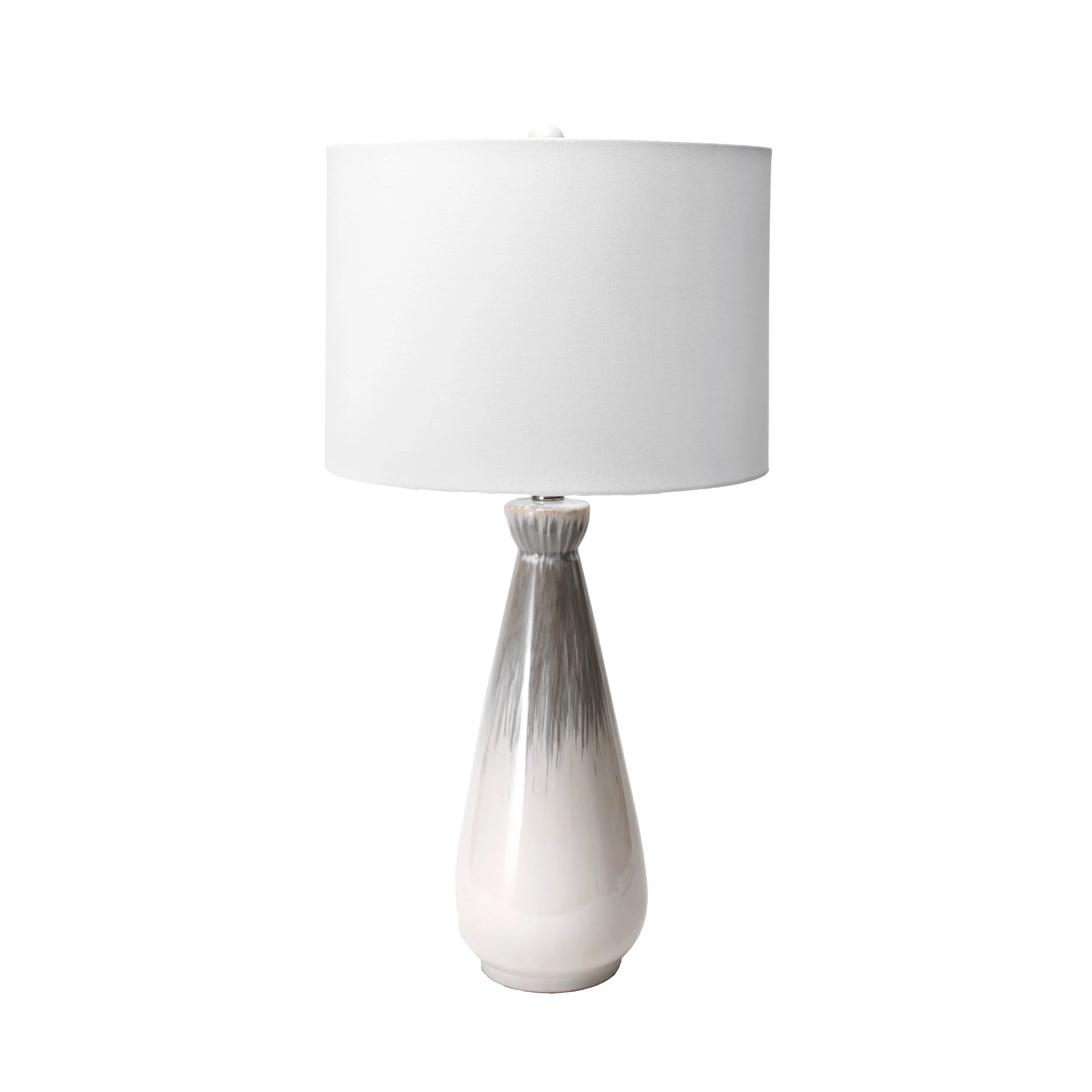 27-inch Ceramic Flamestitch Teardrop Table Lamp | Beige