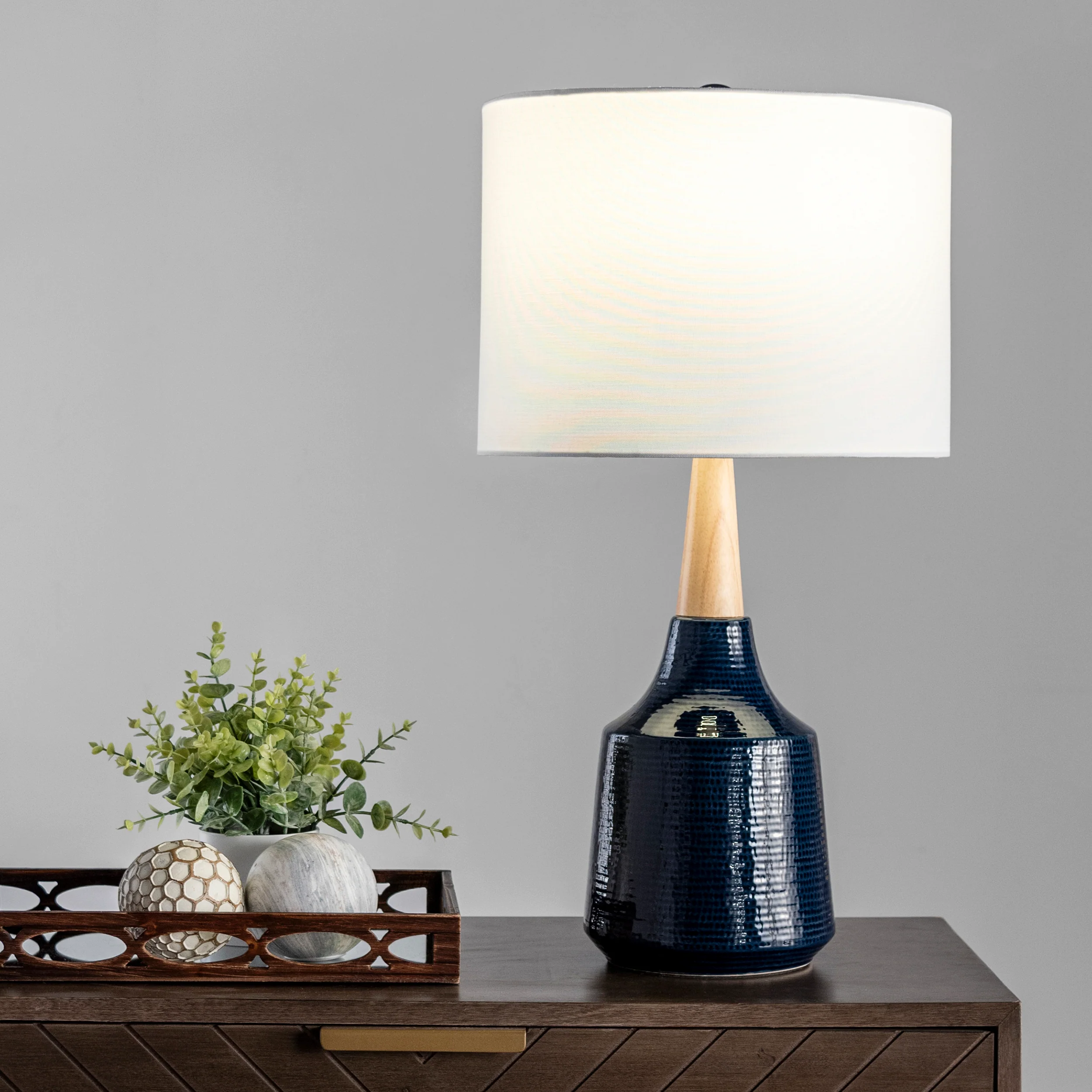 28-inch Jenna Ceramic Table Lamp | Navy - Image 2