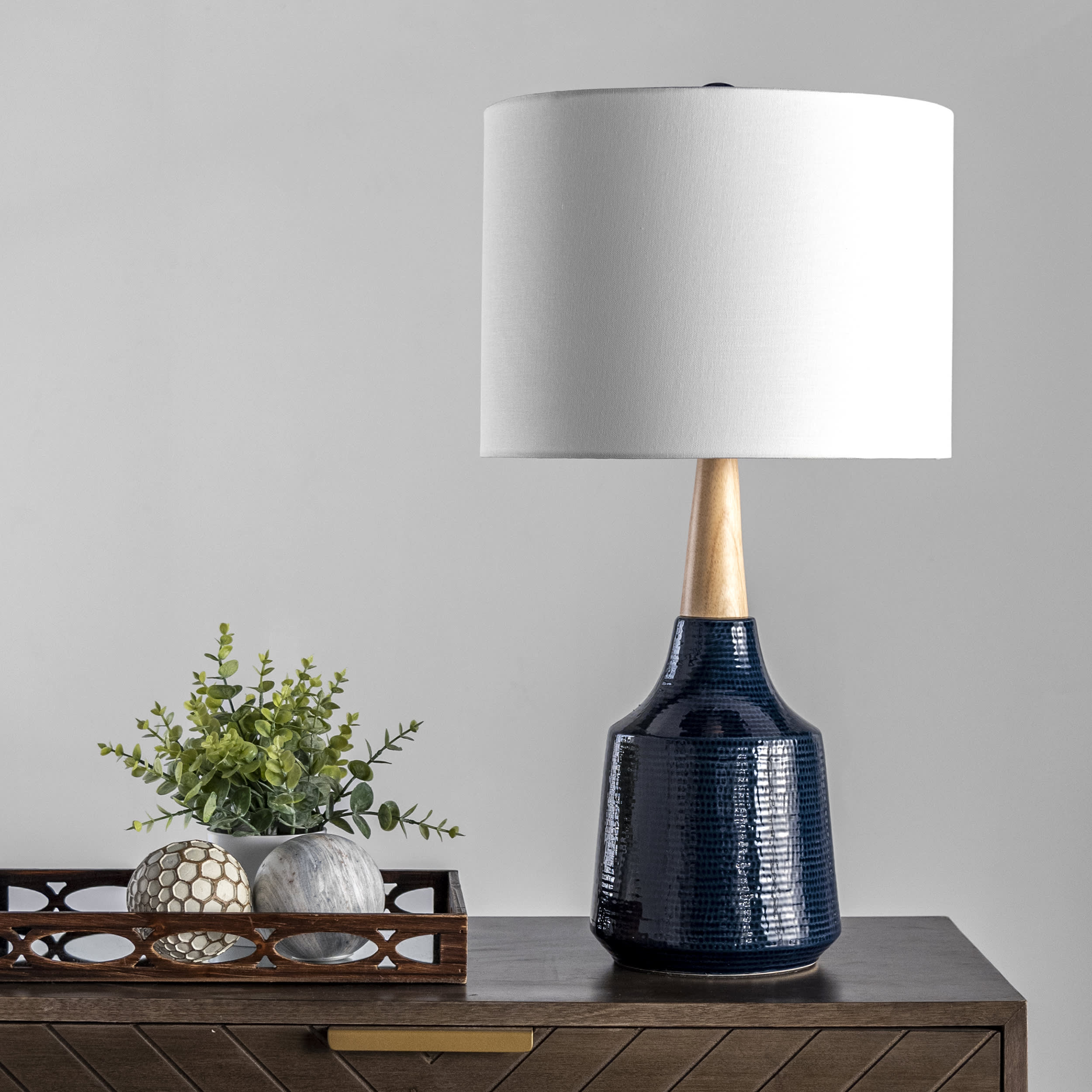 28-inch Jenna Ceramic Table Lamp | Navy - Image 6