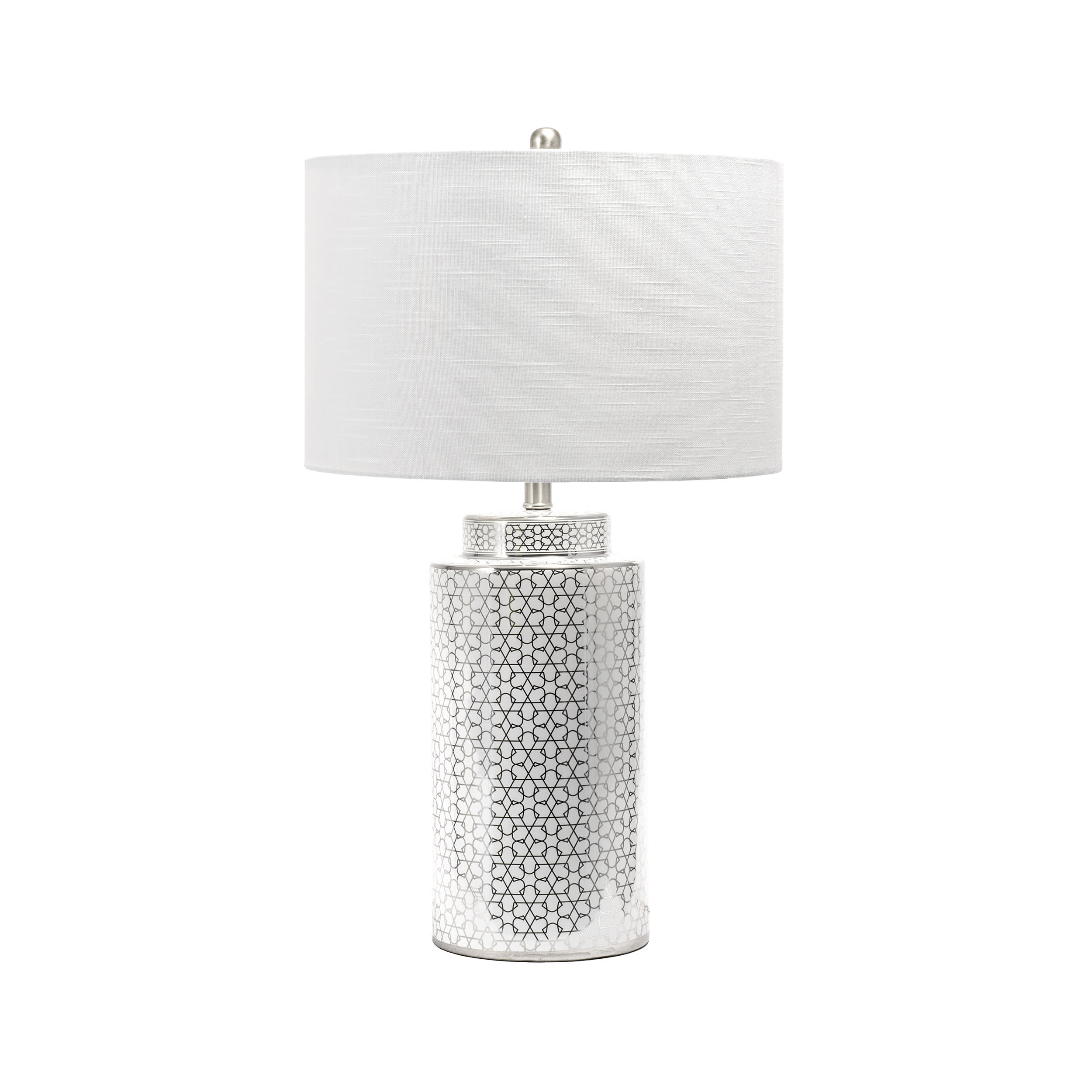 29-inch Ceramic Floral Trellis Table Lamp | Silver