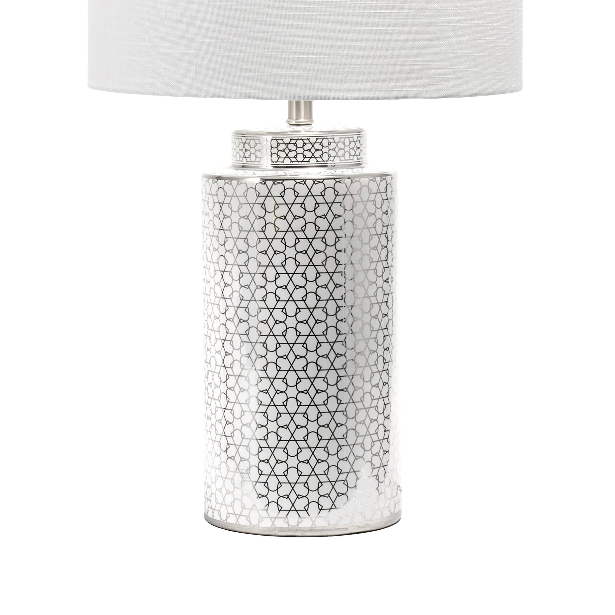 29-inch Ceramic Floral Trellis Table Lamp | Silver - Image 3