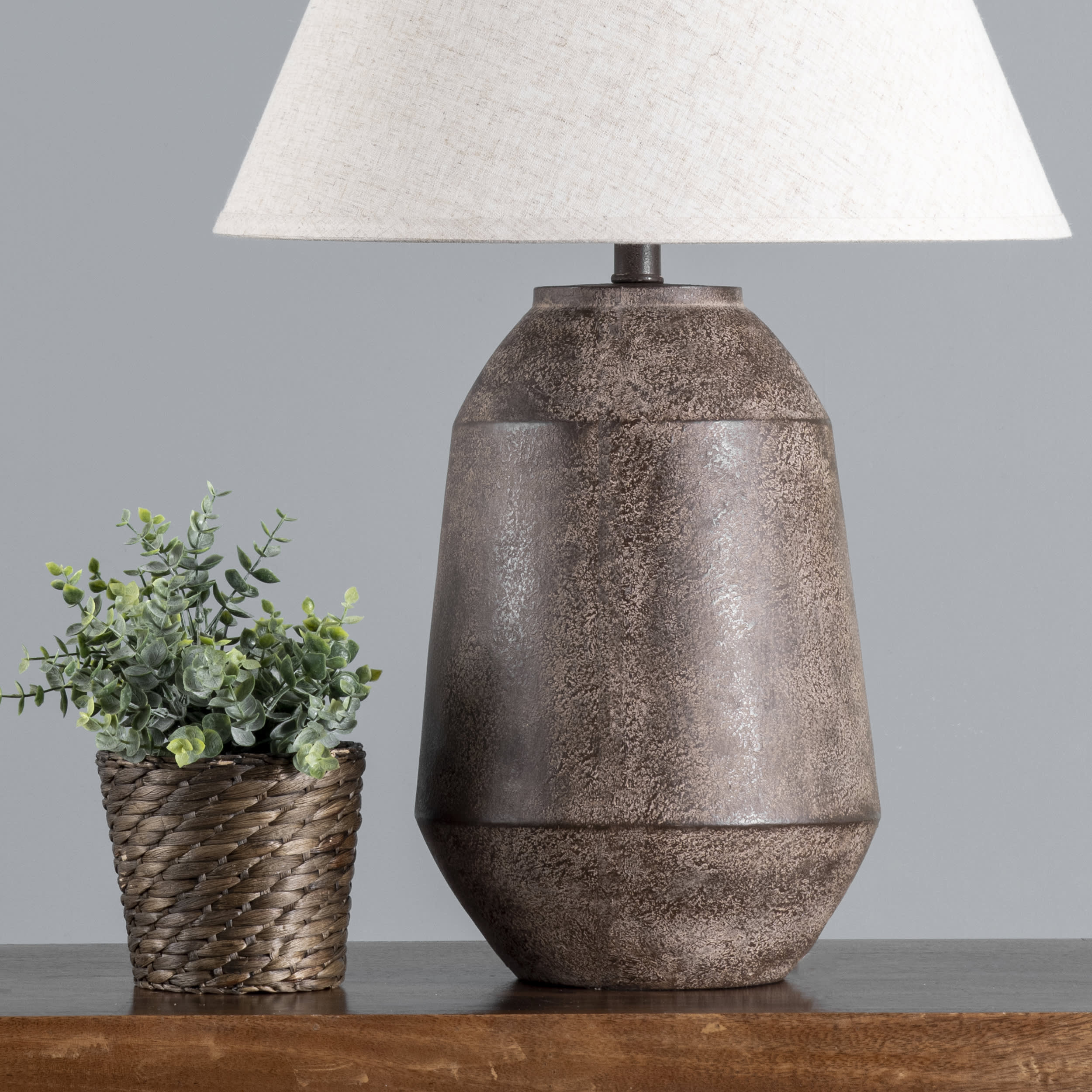 29-inch Mottled Resin Vintage Table Lamp | Brown - Image 4