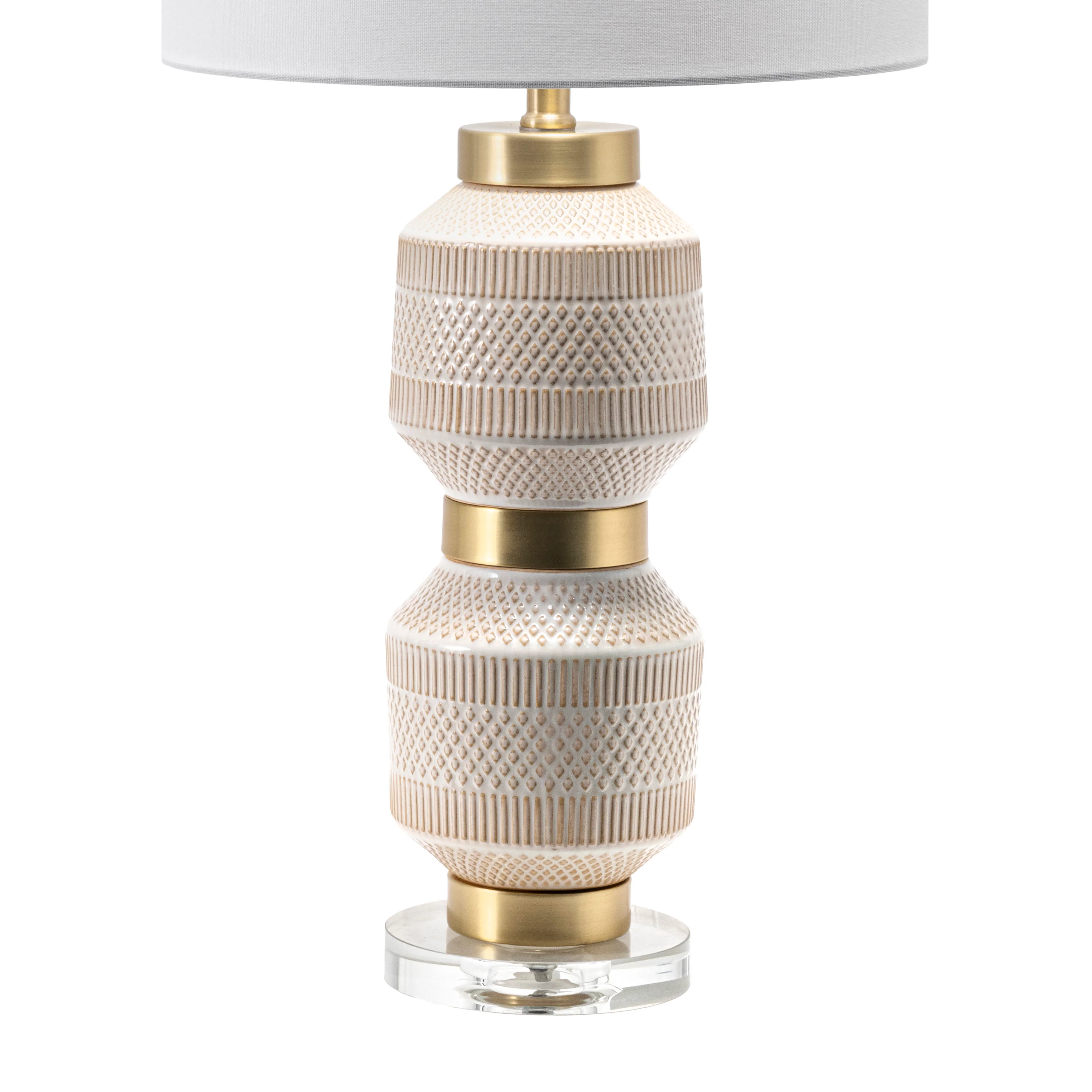 29-inch Stacked Ceramic Oriental Table Lamp | Ivory - Image 2