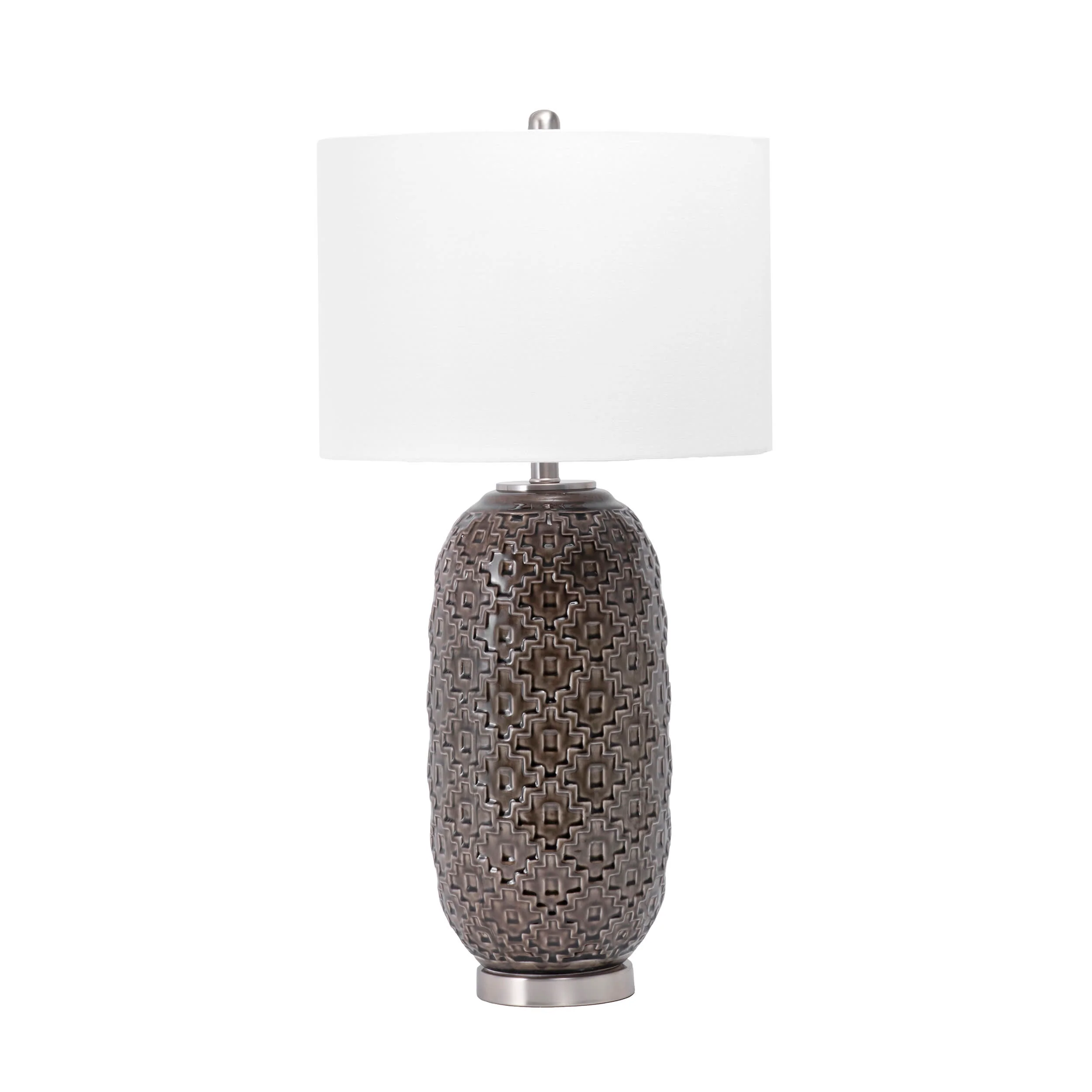 30-inch Textured Ceramic Star Trellis Table Lamp | Brown