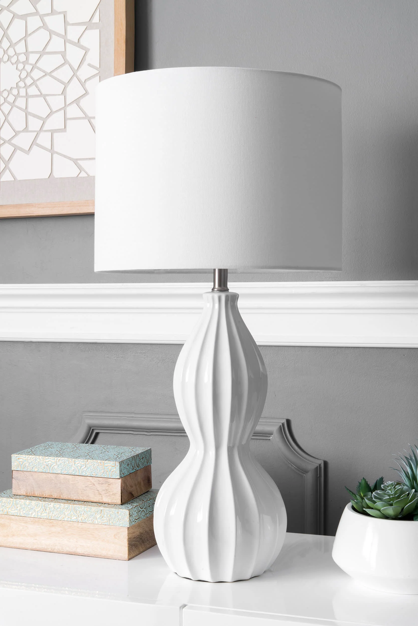 30-inch Venus Ceramic Table Lamp | White - Image 3