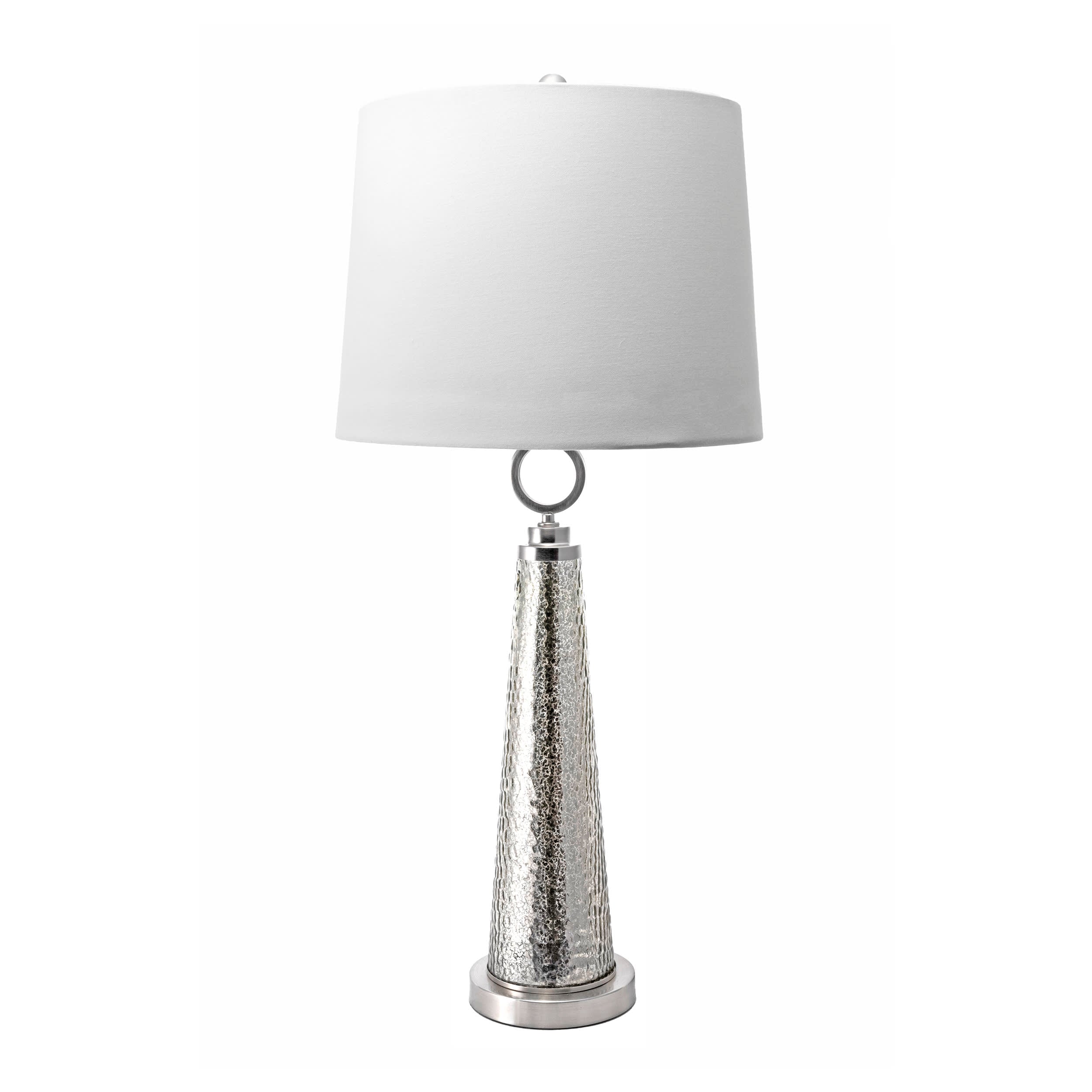 34-inch Textured Glass Spire Table Lamp | Satin Nickel & Mercury