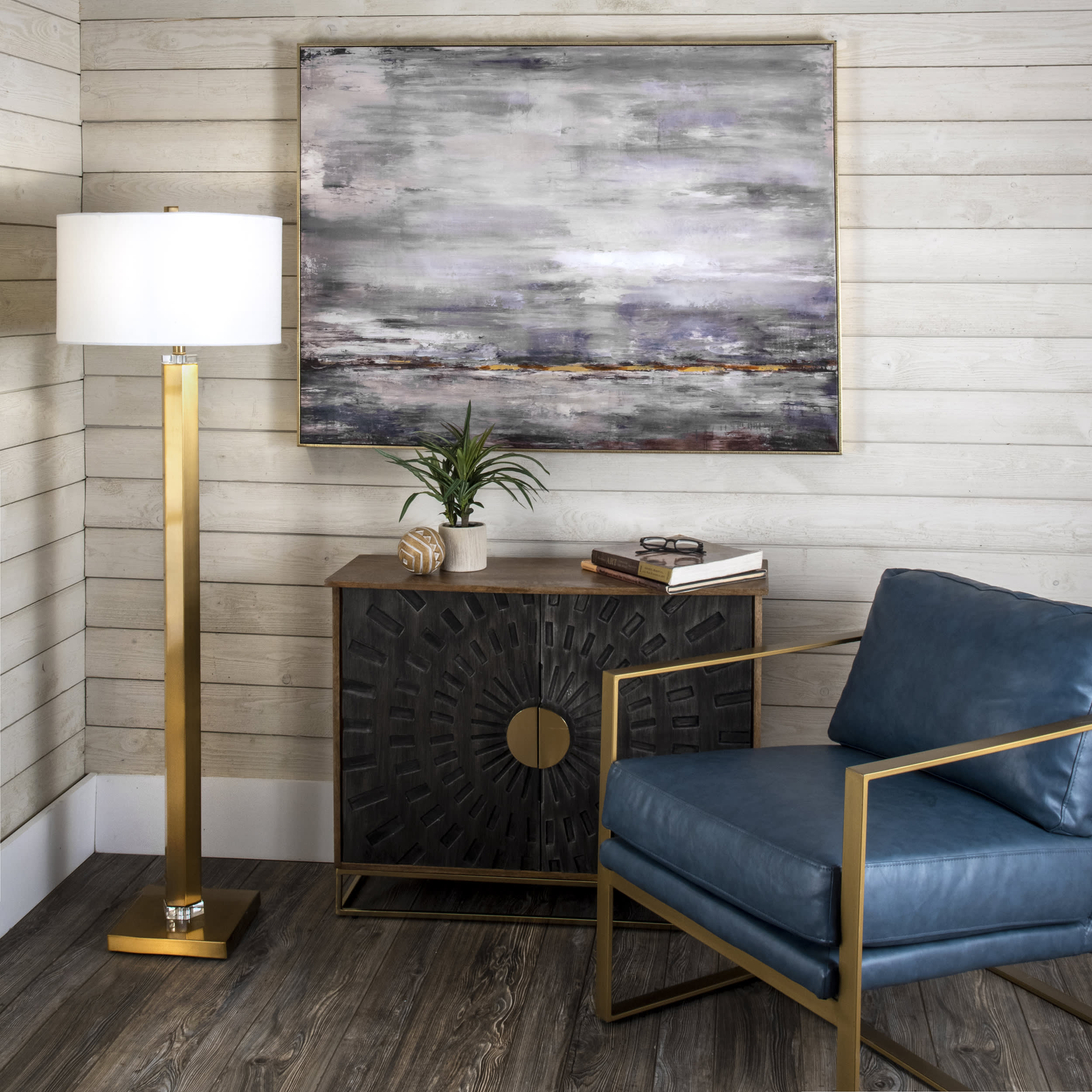 60-inch Metal Ombre Obelisk Floor Lamp | Brass - Image 2