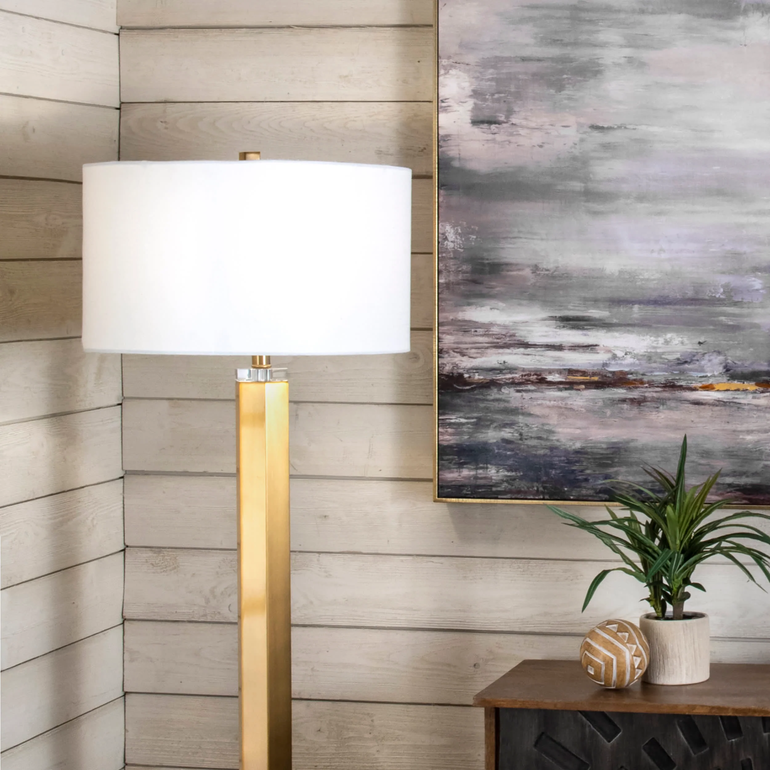 60-inch Metal Ombre Obelisk Floor Lamp | Brass - Image 4
