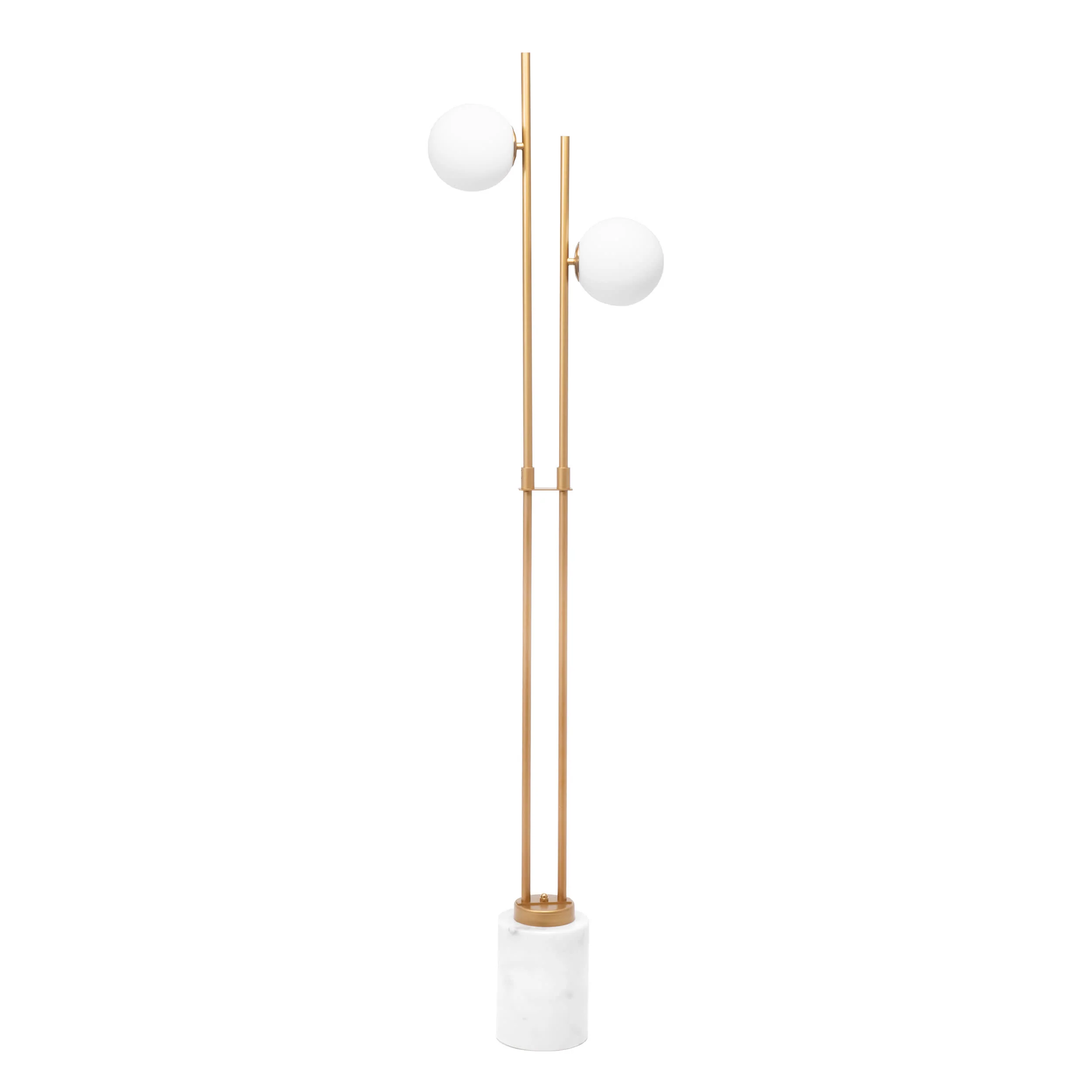 63-inch Twin Pronged Metal Floor Lamp | White