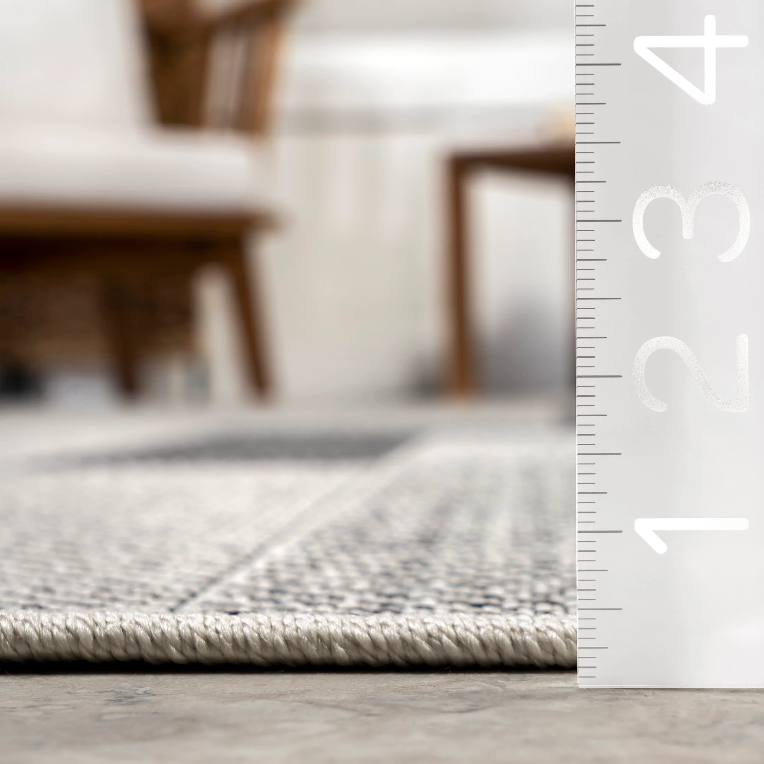 Abbye Layered Geometric Indoor/Outdoor Rug | Grey - Image 5