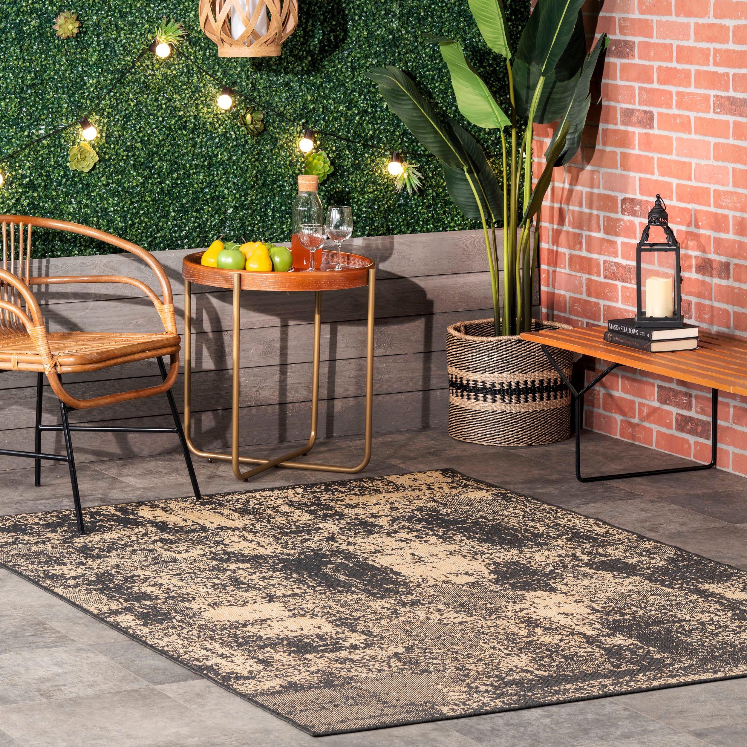 Abstract Indoor/Outdoor Rug | Charcoal - Image 2
