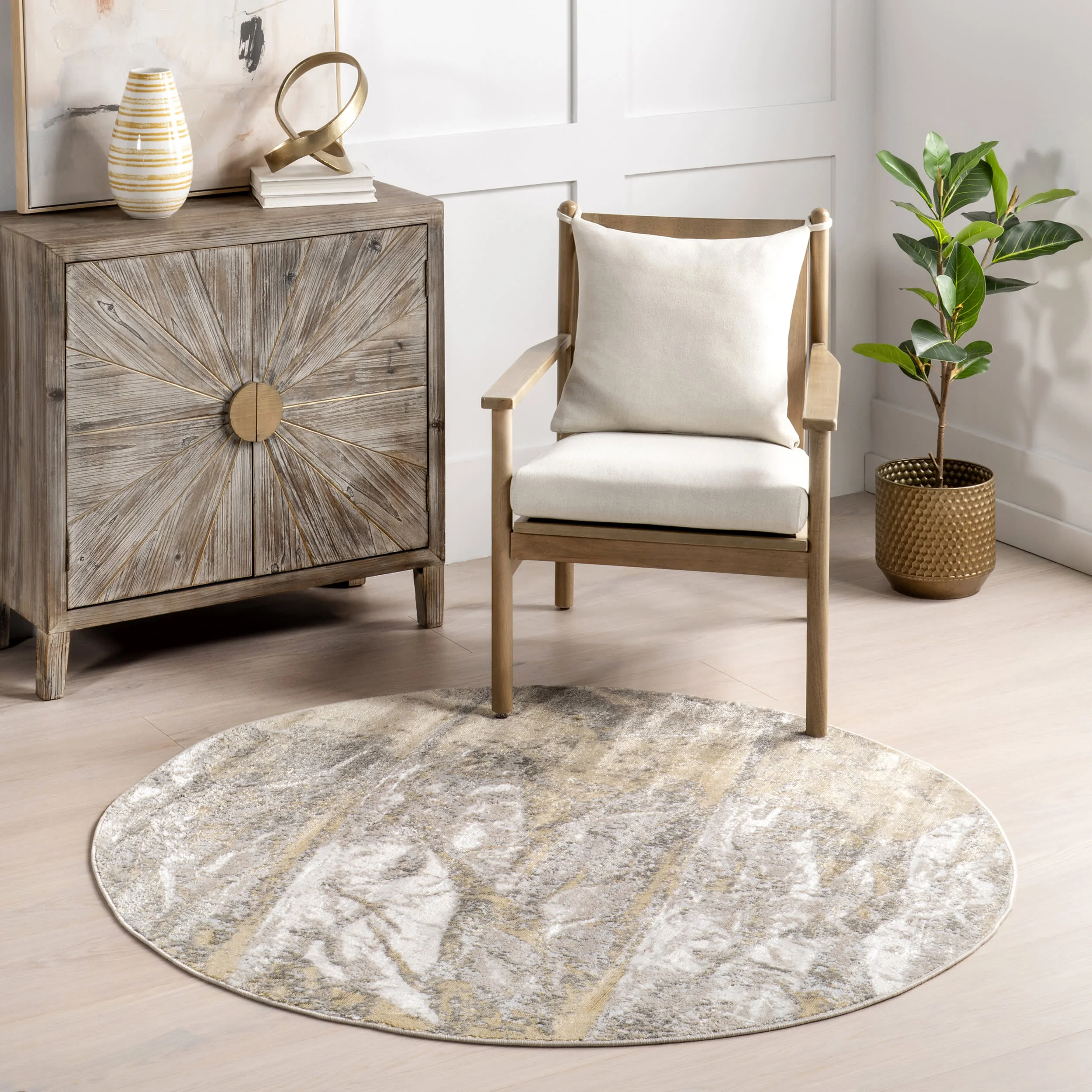 Abstract Mural Rug | Gold - Image 2