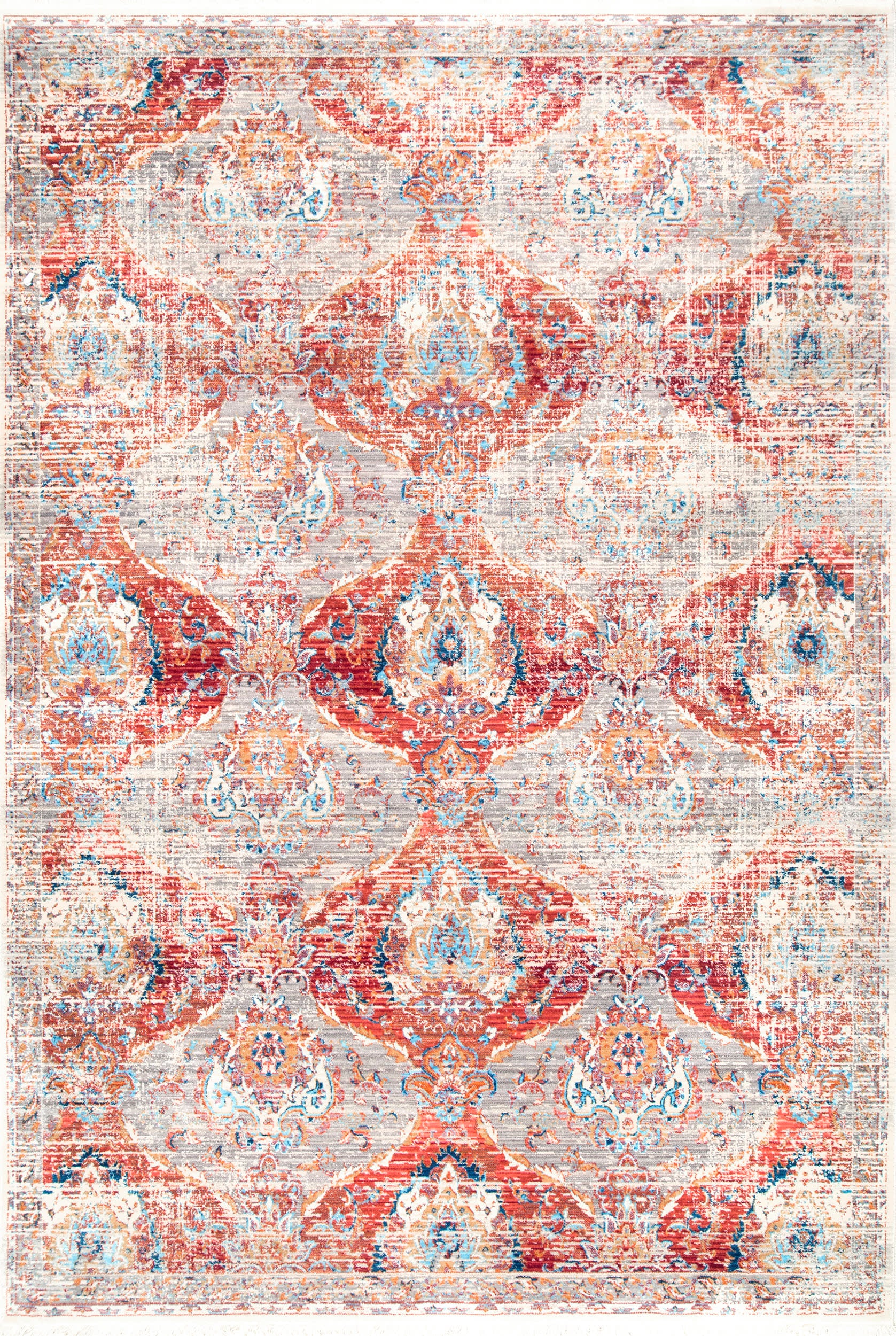 Abstract Ornamental Fringe Rug | Red
