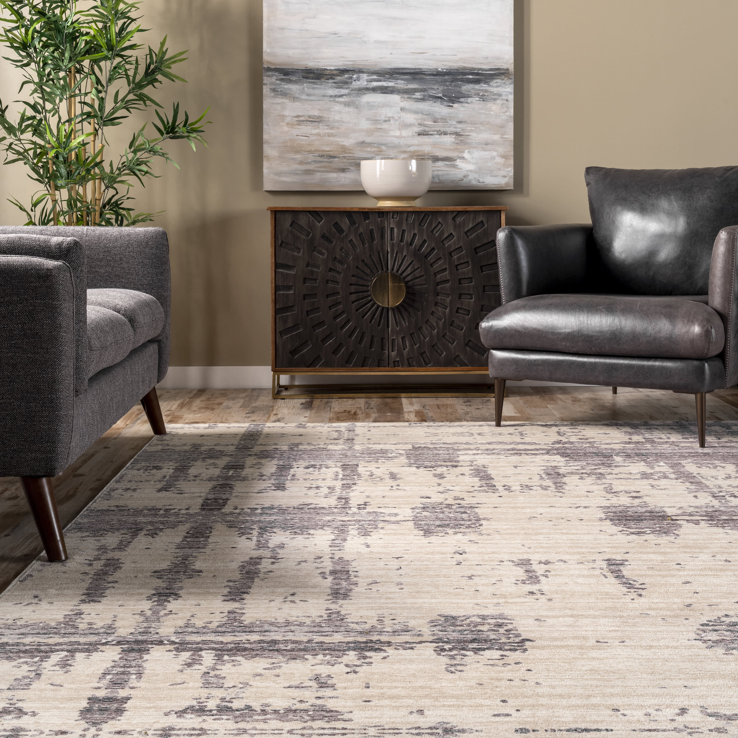 Abstract Washable Rug | Grey - Image 4