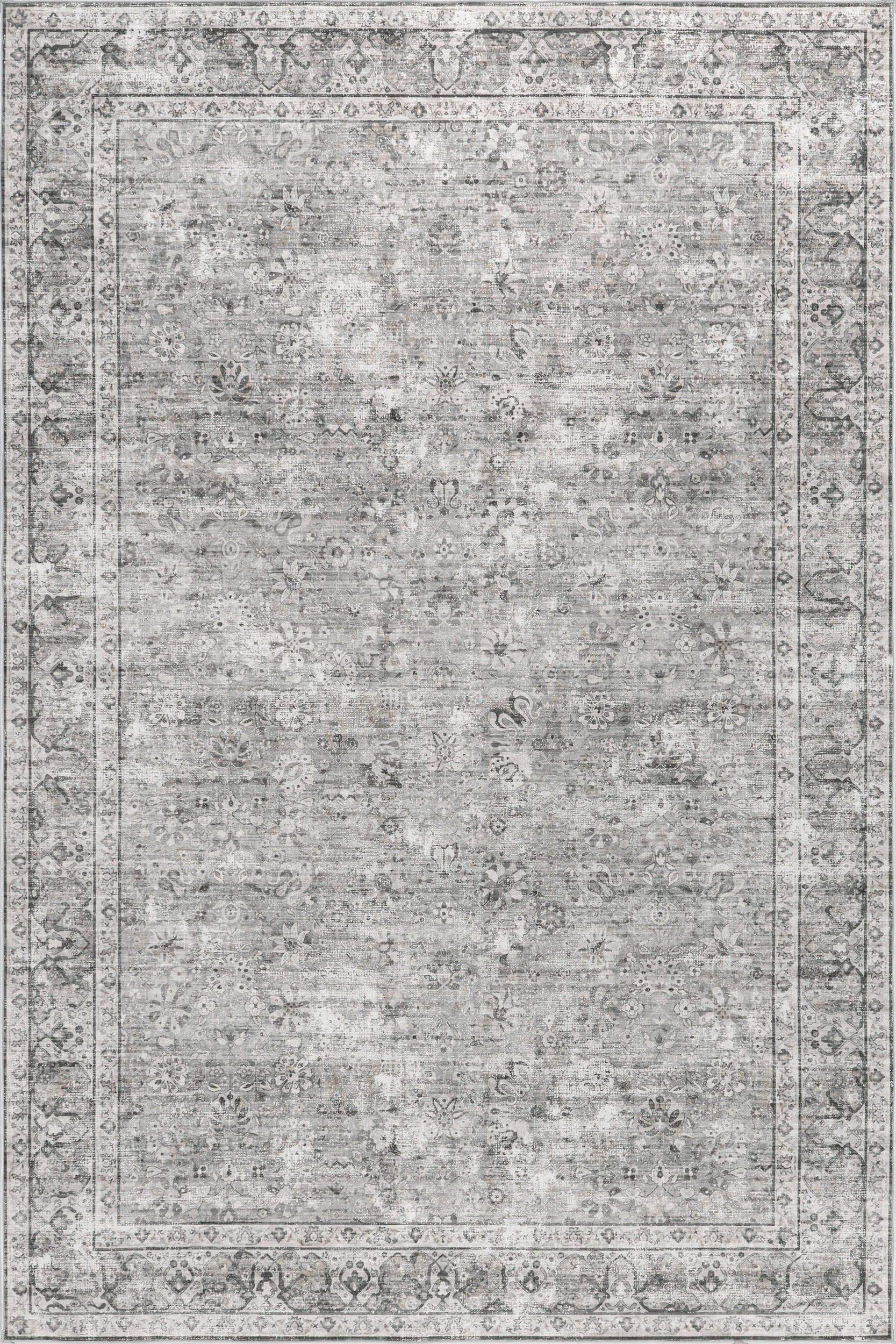 Adams Medallion Washable Rug | Grey