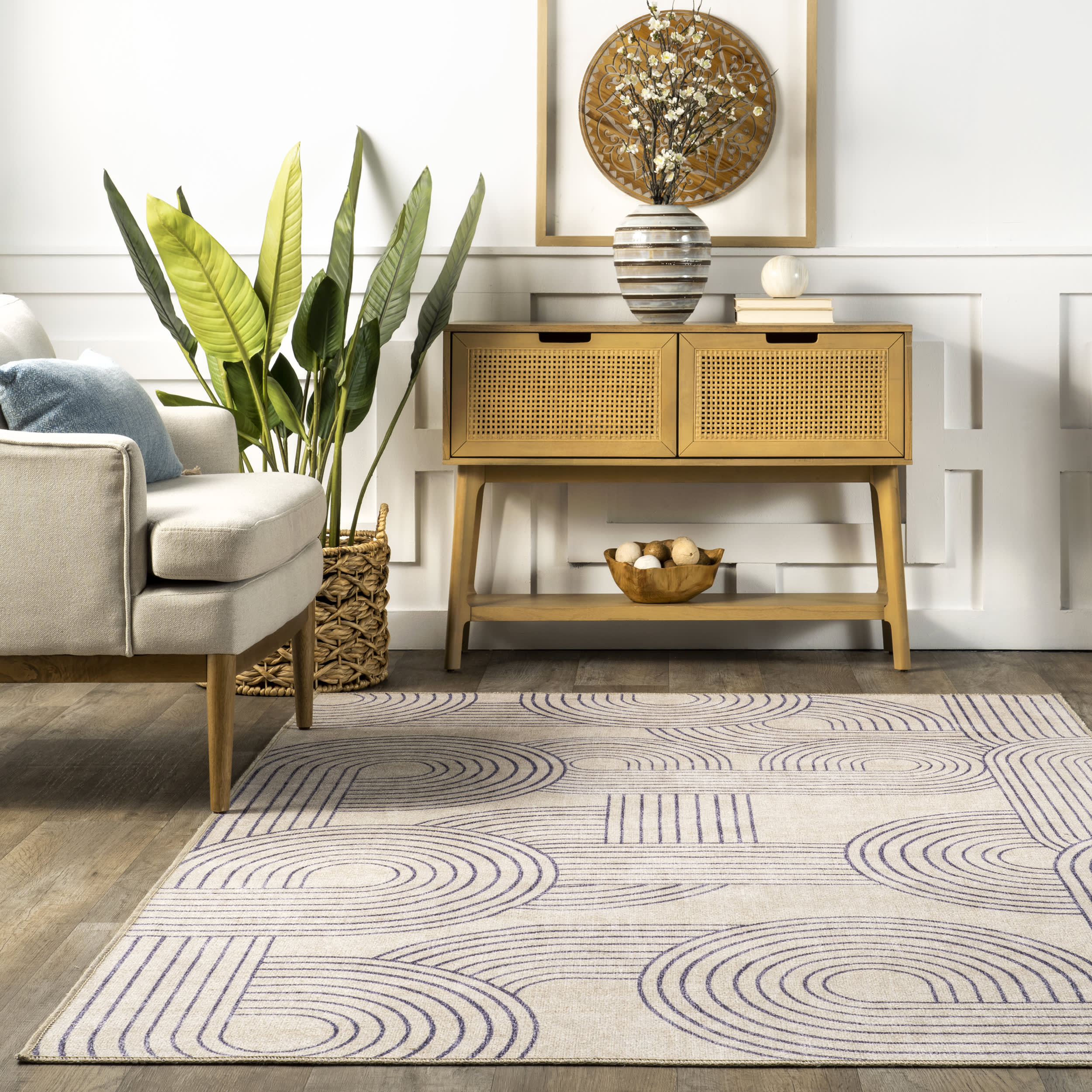 Adira Reversible Washable Rug | Beige And Navy - Image 5