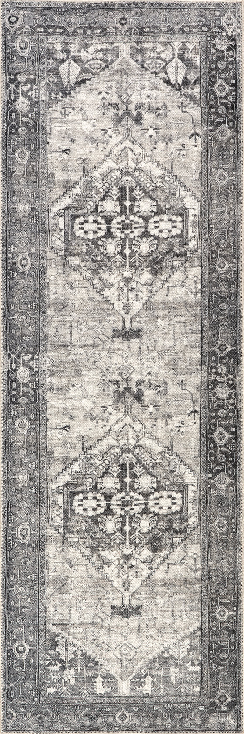 Adley Hexagon Medallion Washable Rug | Grey