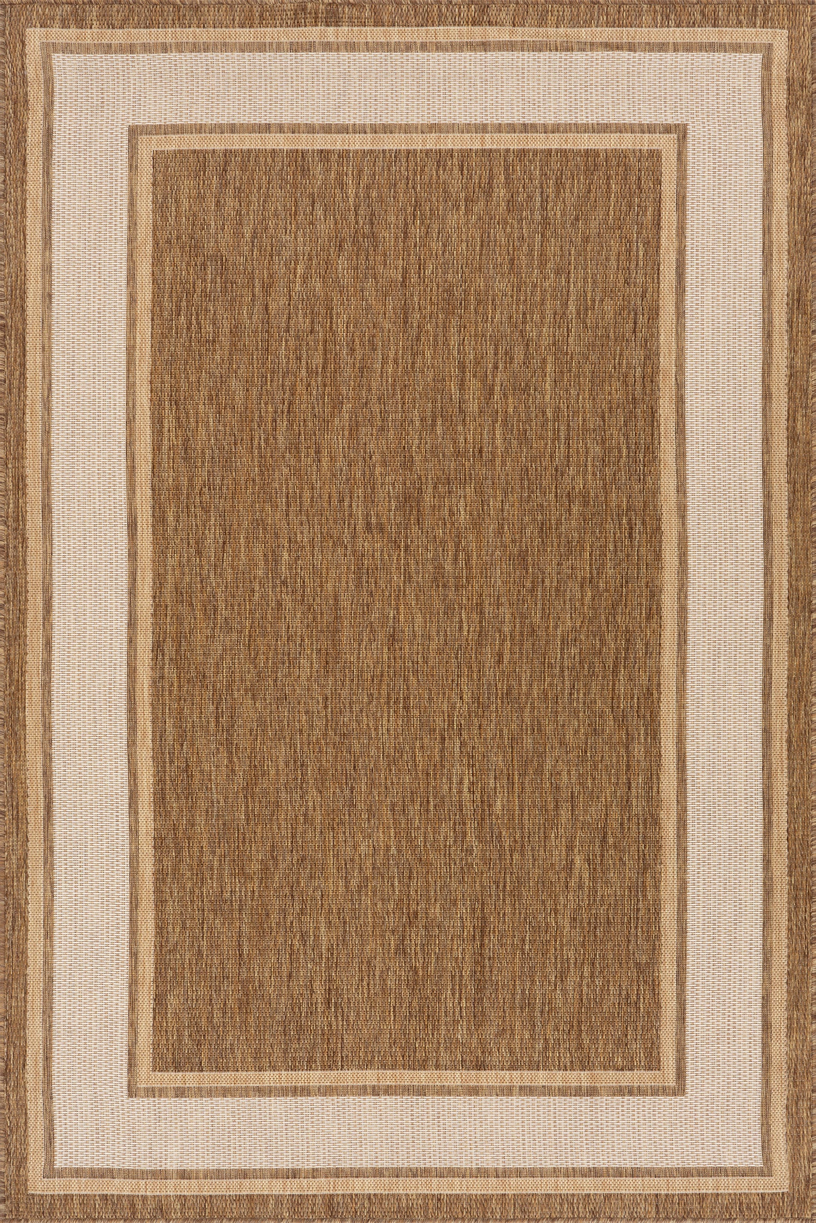 Aeli Modern Bordered Indoor/Outdoor Rug | Brown