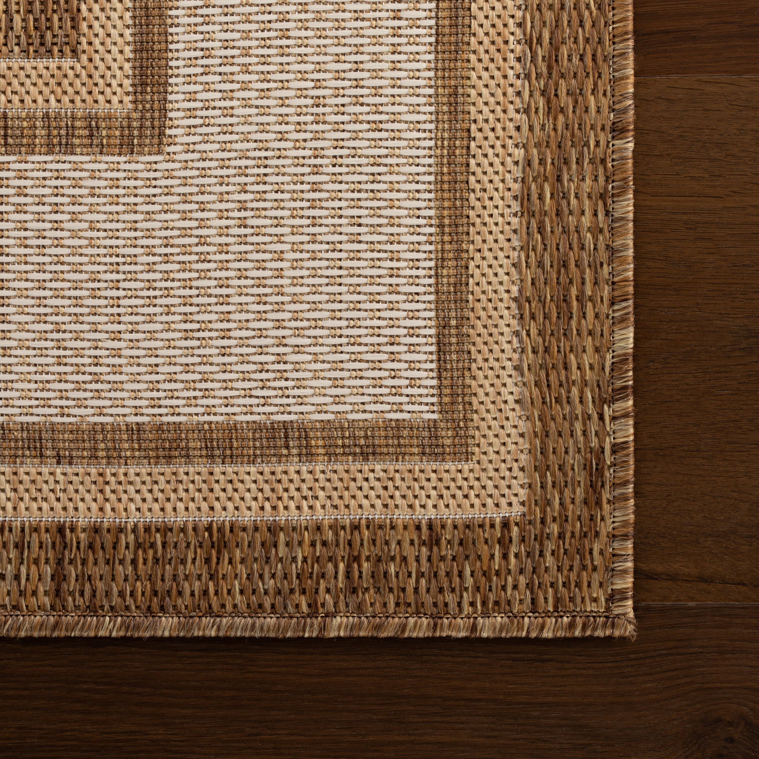 Aeli Modern Bordered Indoor/Outdoor Rug | Brown - Image 4