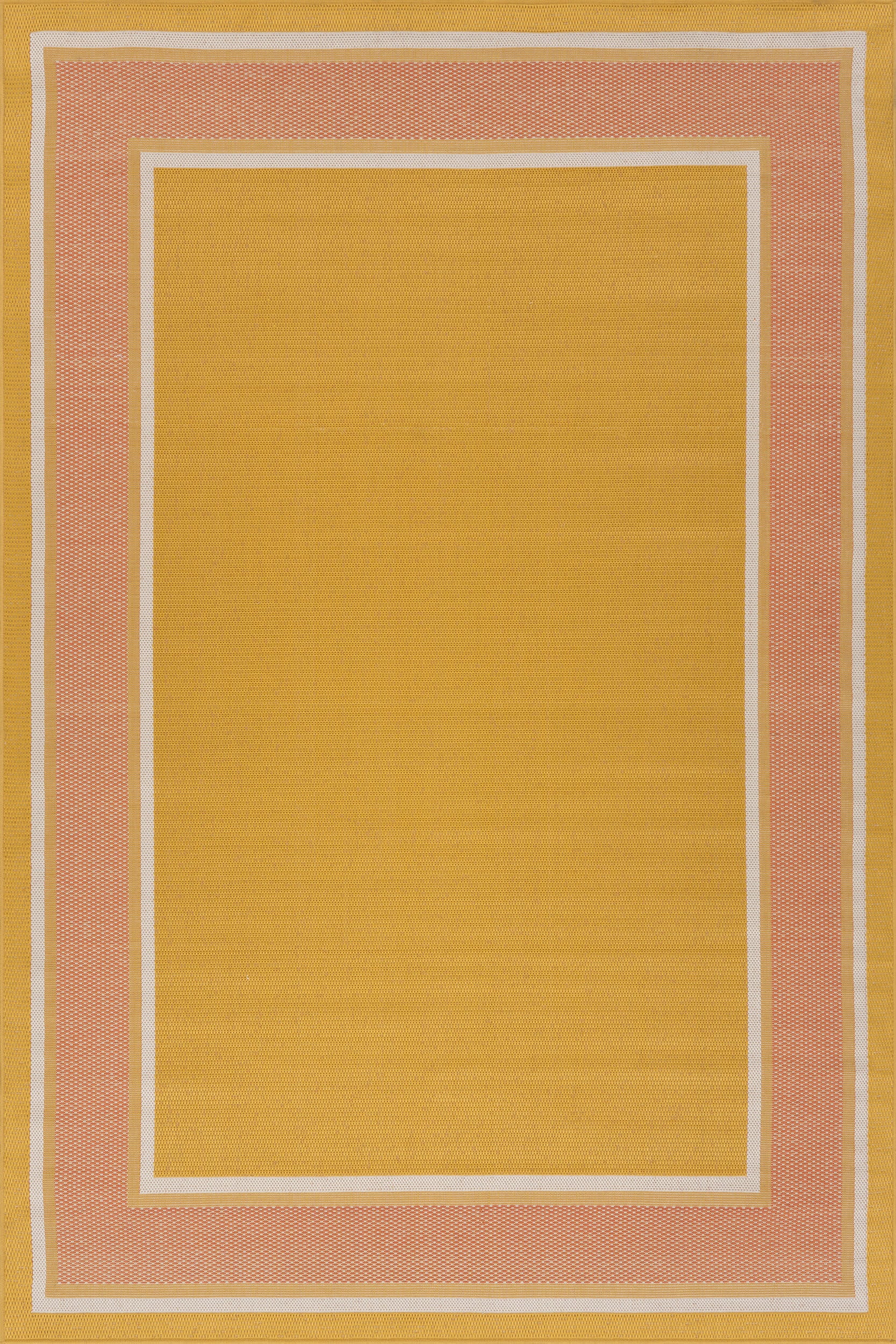Aeli Modern Bordered Indoor/Outdoor Rug | Yellow