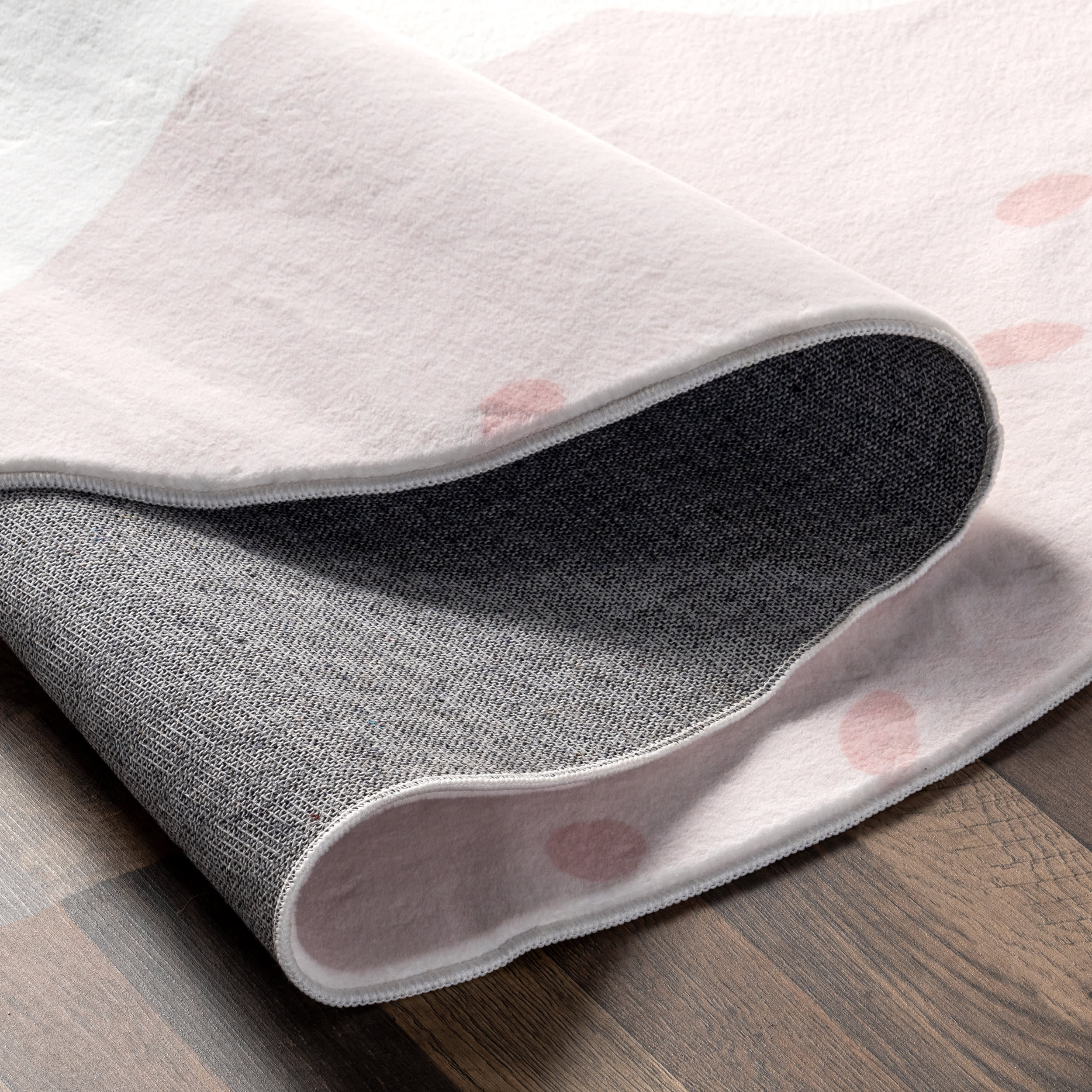 Agathe Polar Bear Kids Washable Rug | Pale Pink - Image 8