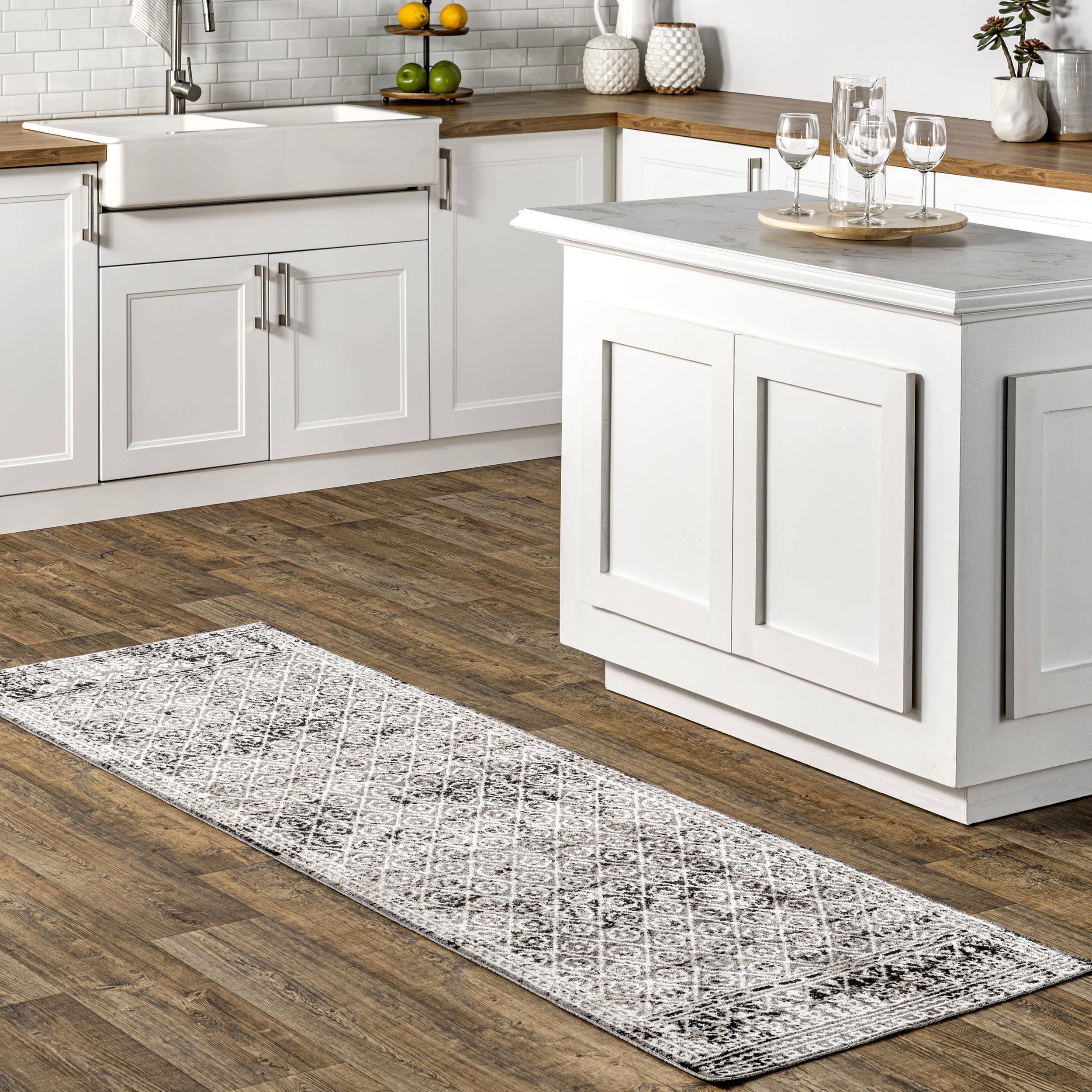 Aida Washable Stencil Rug | Dark Grey - Image 2
