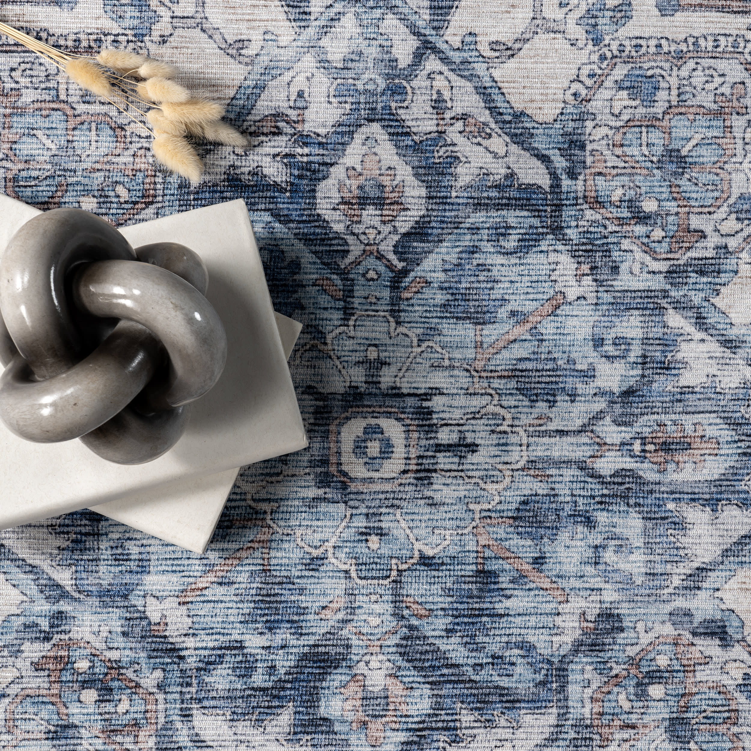 Ailish Botanical Washable Rug | Blue - Image 7