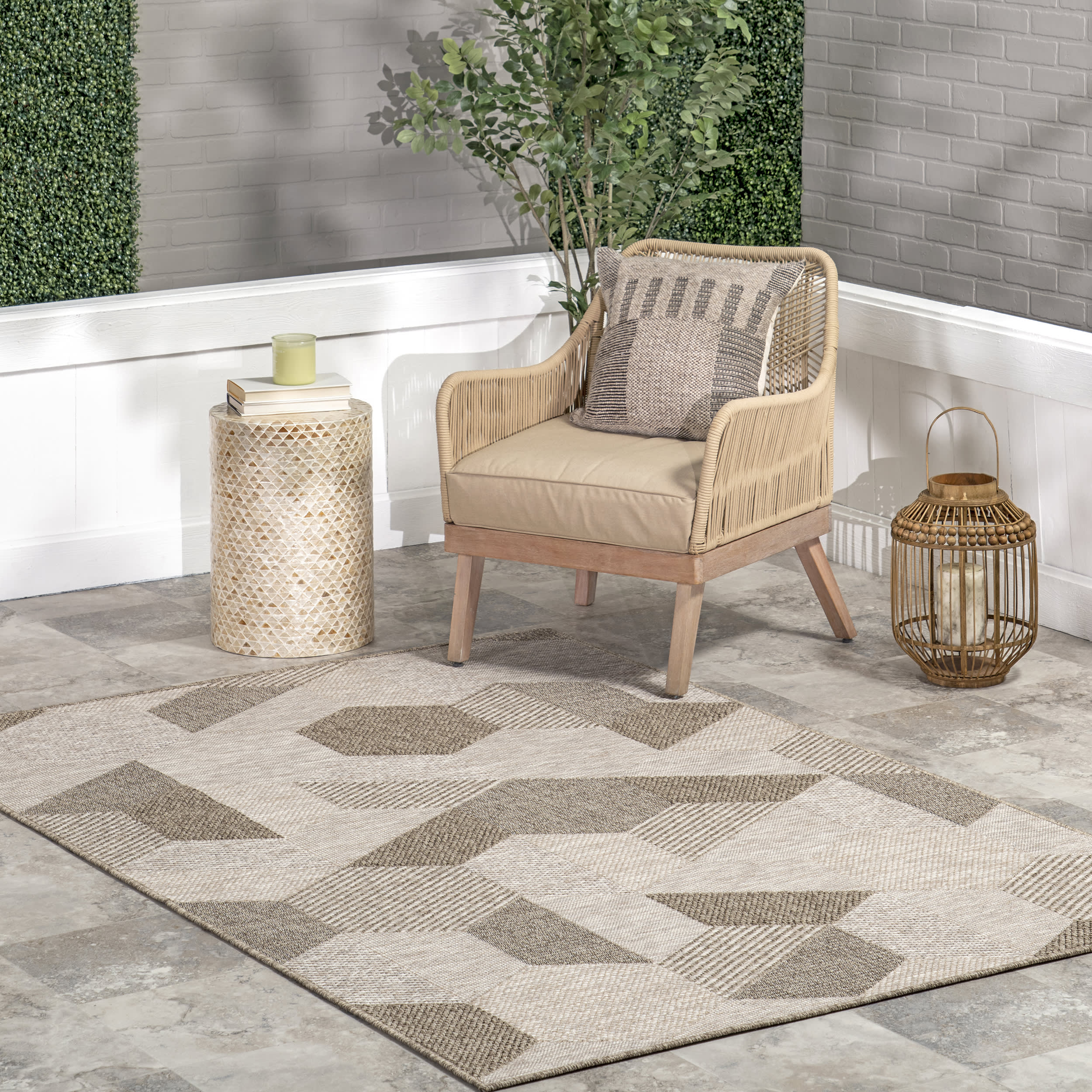 Akaila Kaleidoscope Indoor/Outdoor Rug | Tan - Image 2