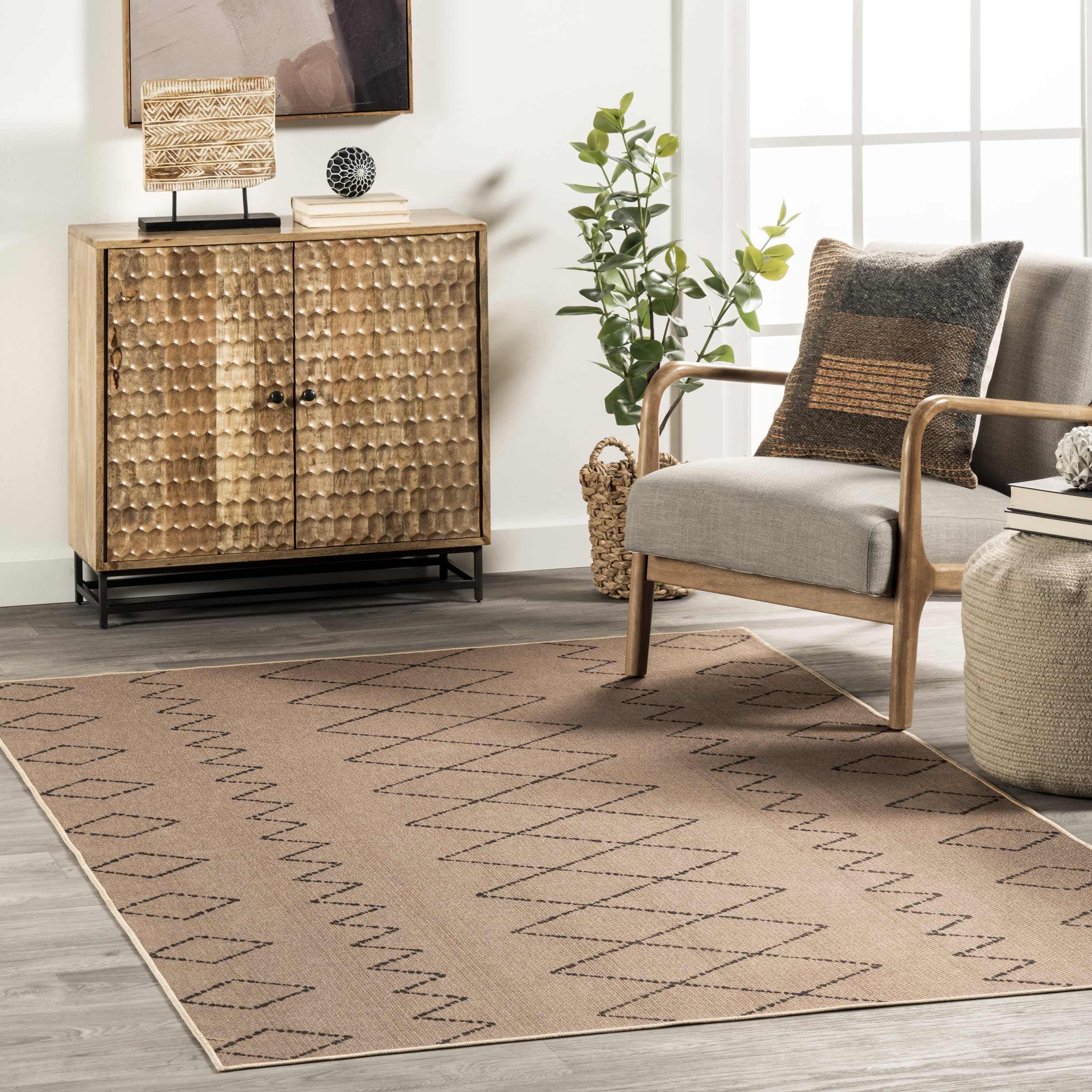 Alexandra Easy-Jute Washable Zig Zag Rug | Natural - Image 2