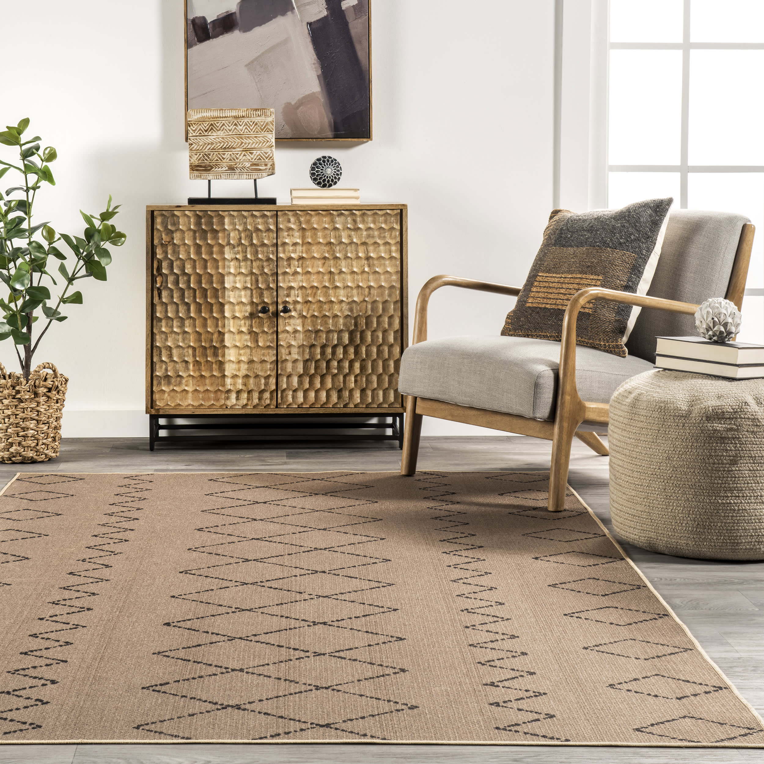 Alexandra Easy-Jute Washable Zig Zag Rug | Natural - Image 4