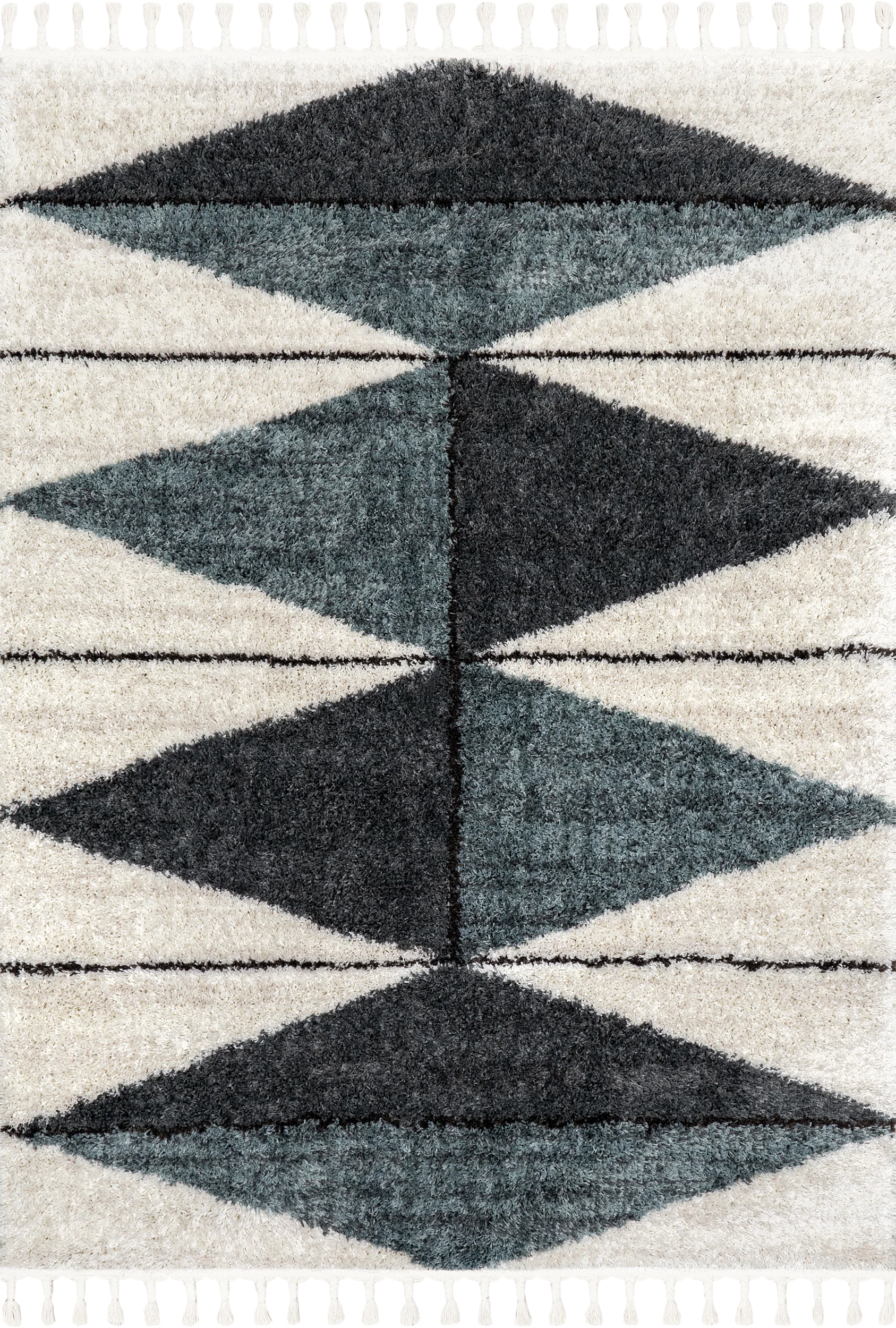 Alexia Diamond Tasseled Rug | Navy