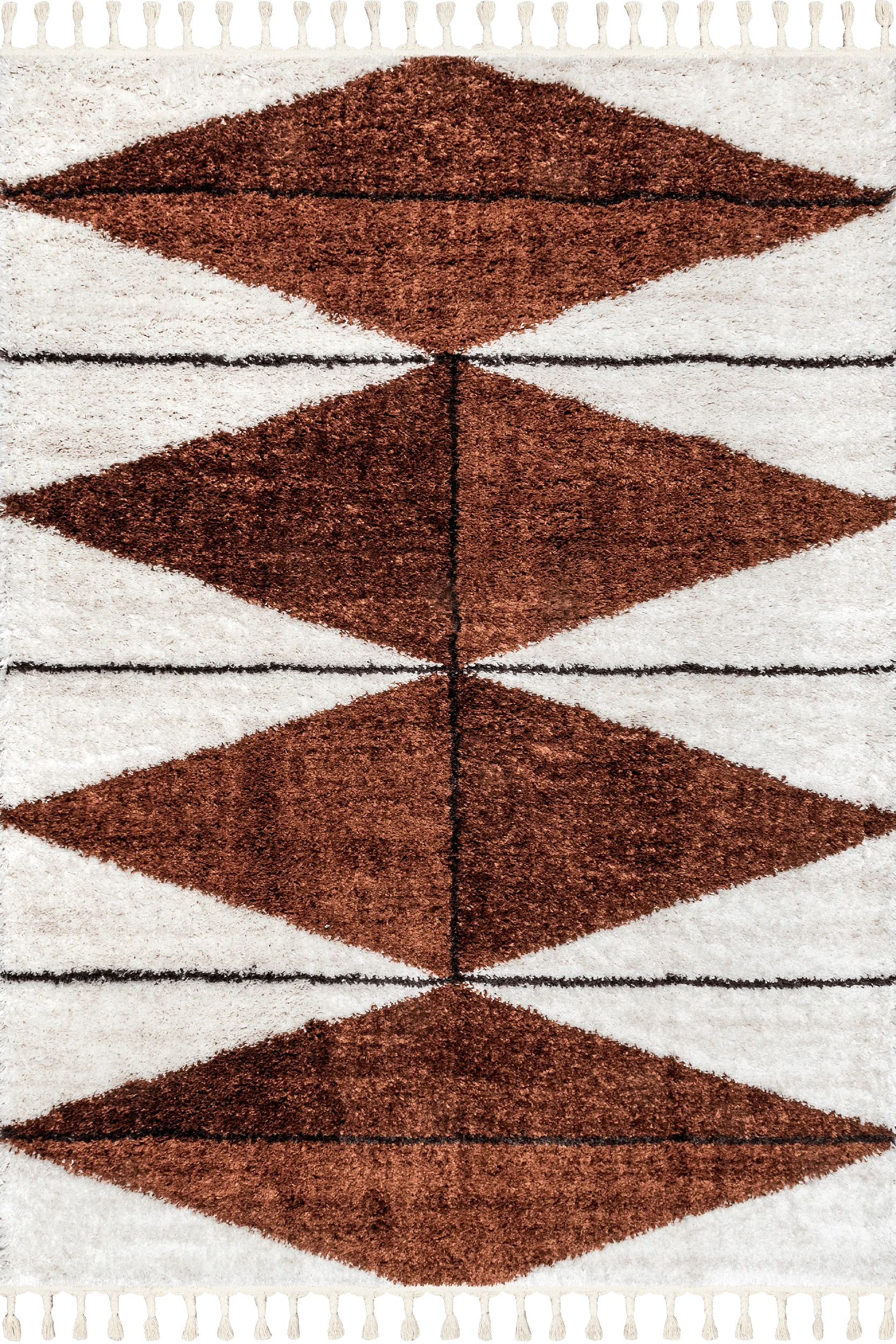 Alexia Diamond Tasseled Rug | Rust