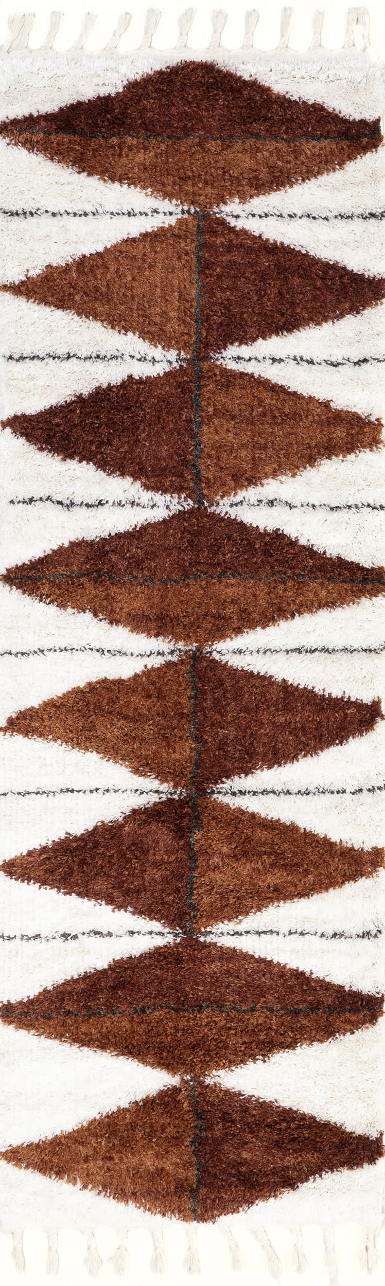 Alexia Diamond Tasseled Rug | Rust