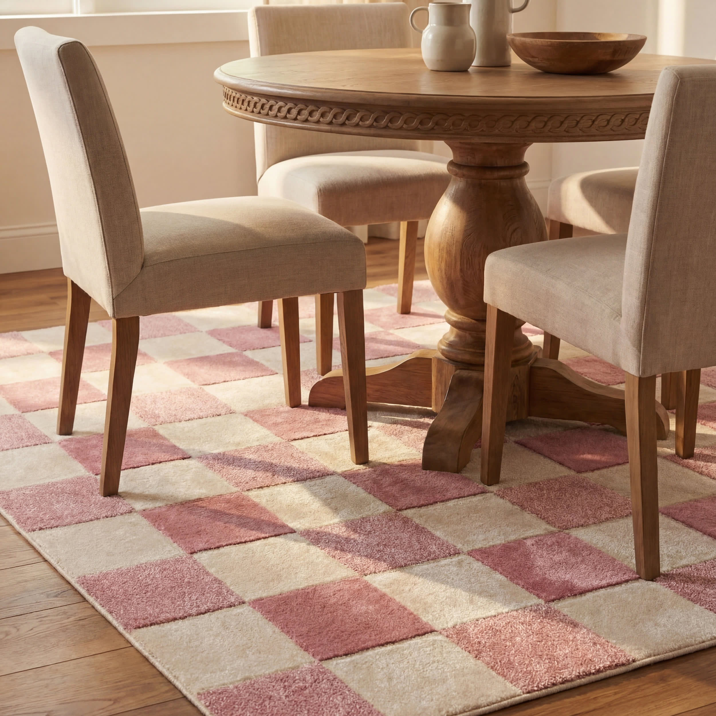Alexie Two-Tone Checkered Rug | Pink - Image 6