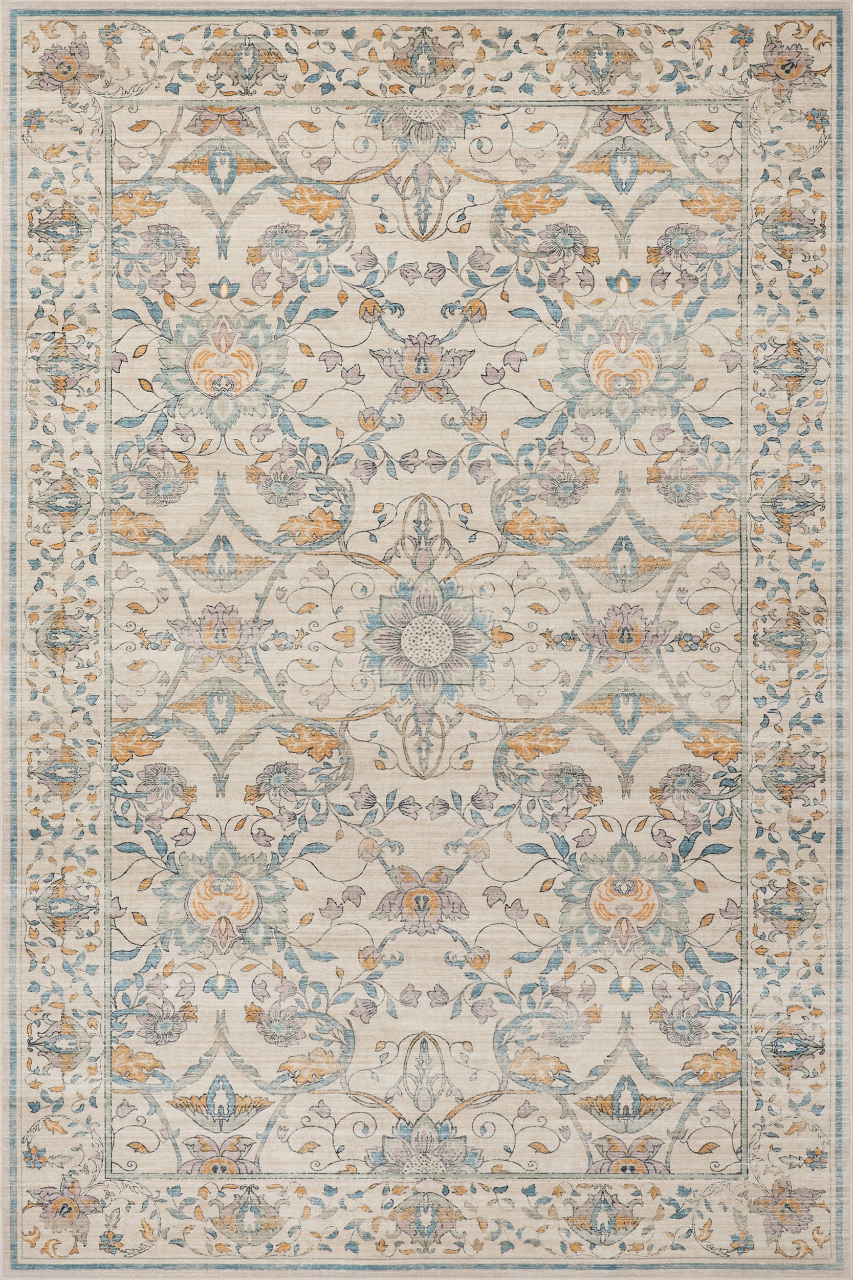 Alinae Floral Washable Rug | Beige