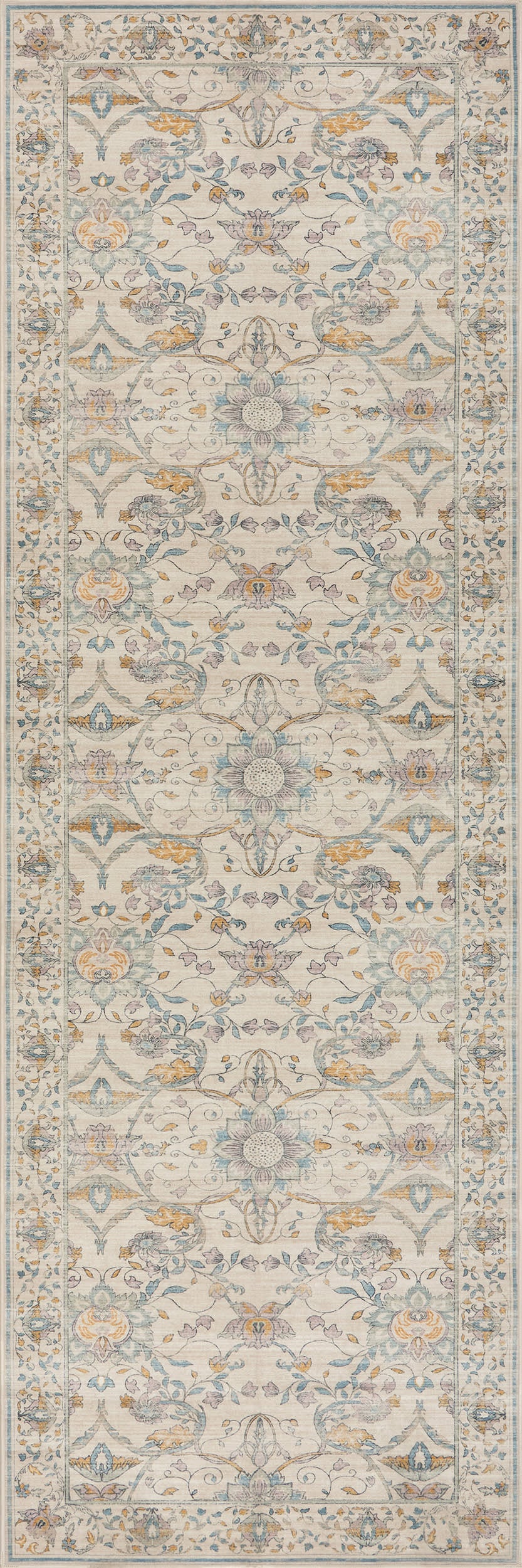 Alinae Floral Washable Rug | Beige