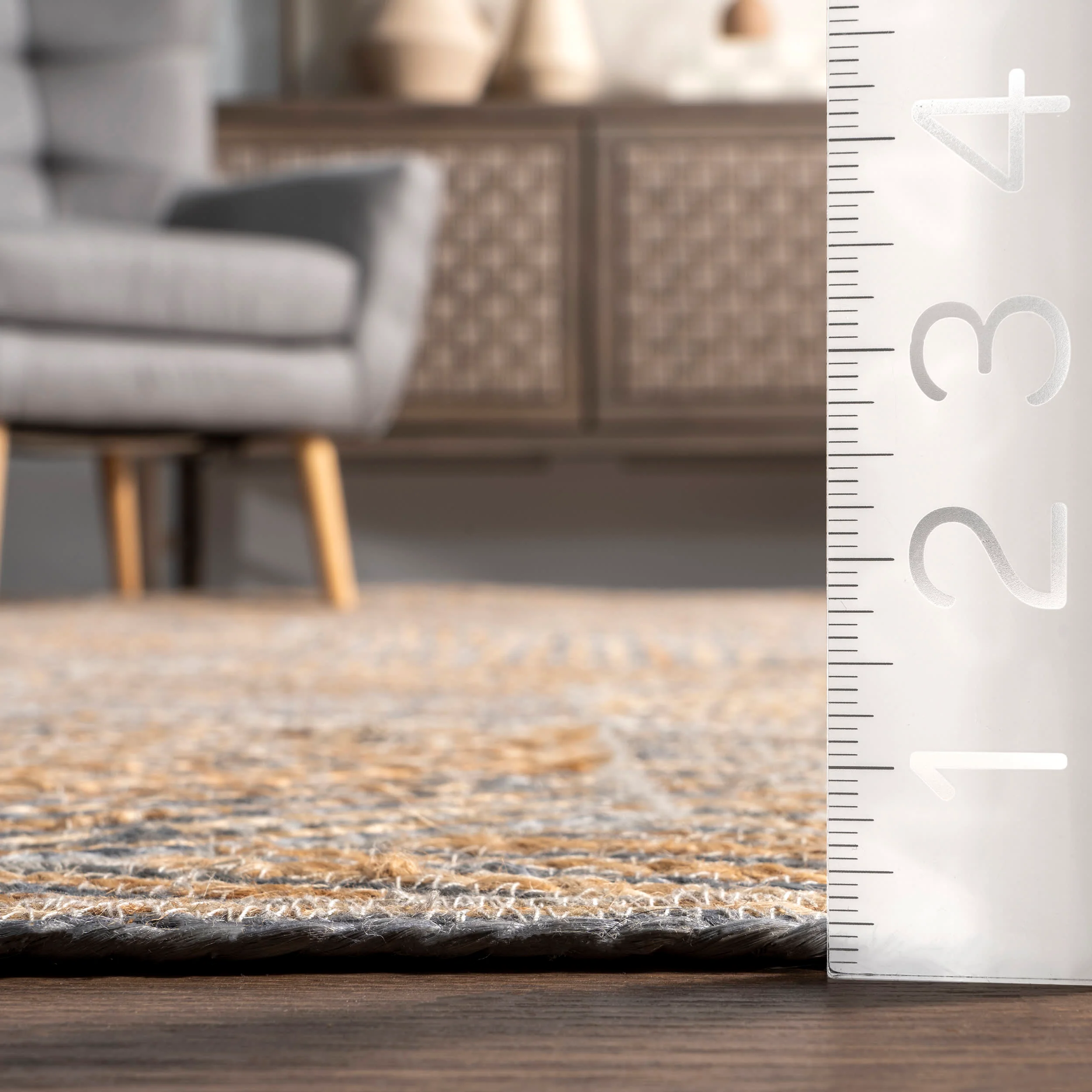 Alisun Jute Hexagon Tiled Rug | Blue - Image 5
