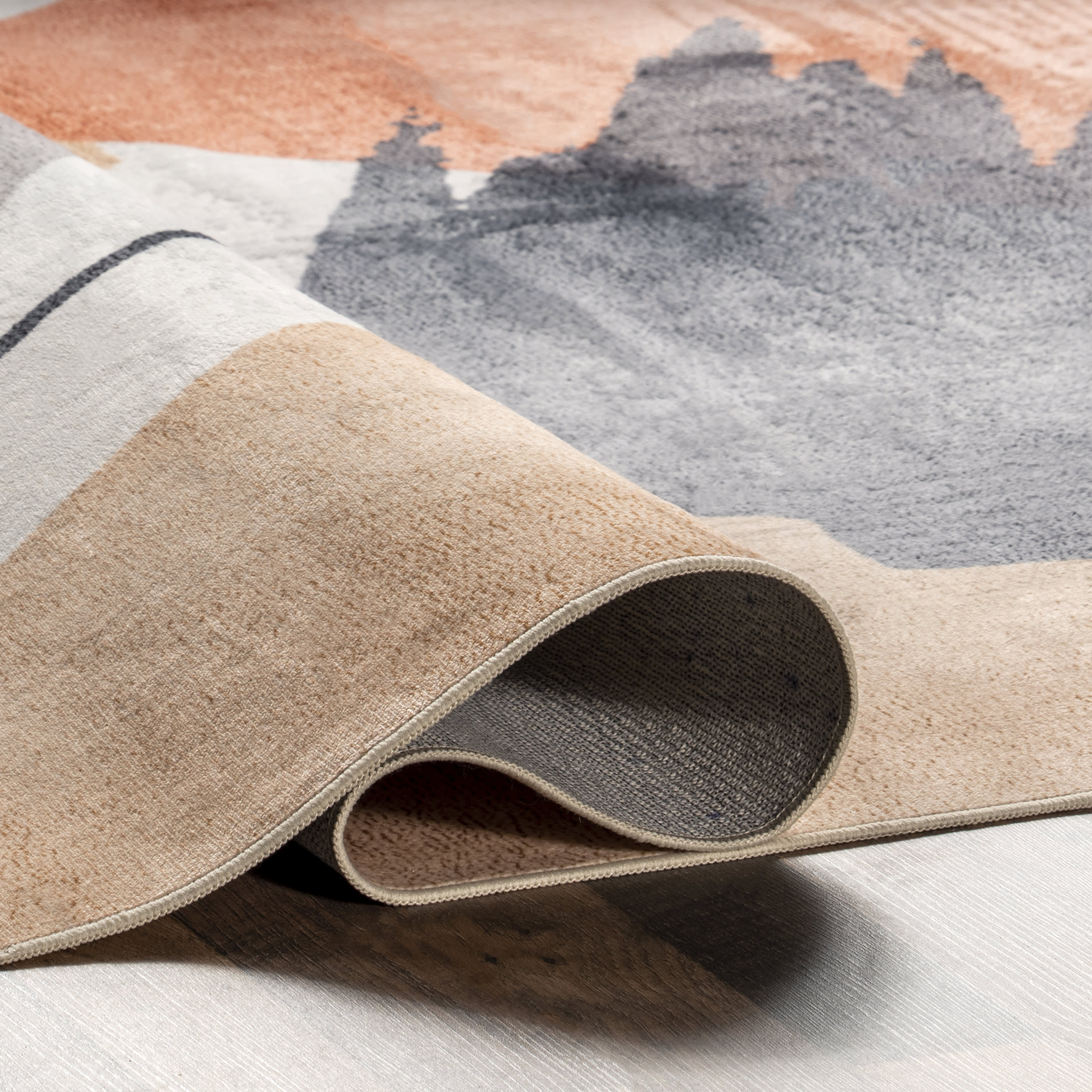 Alize Abstract Washable Rug | Peach - Image 8